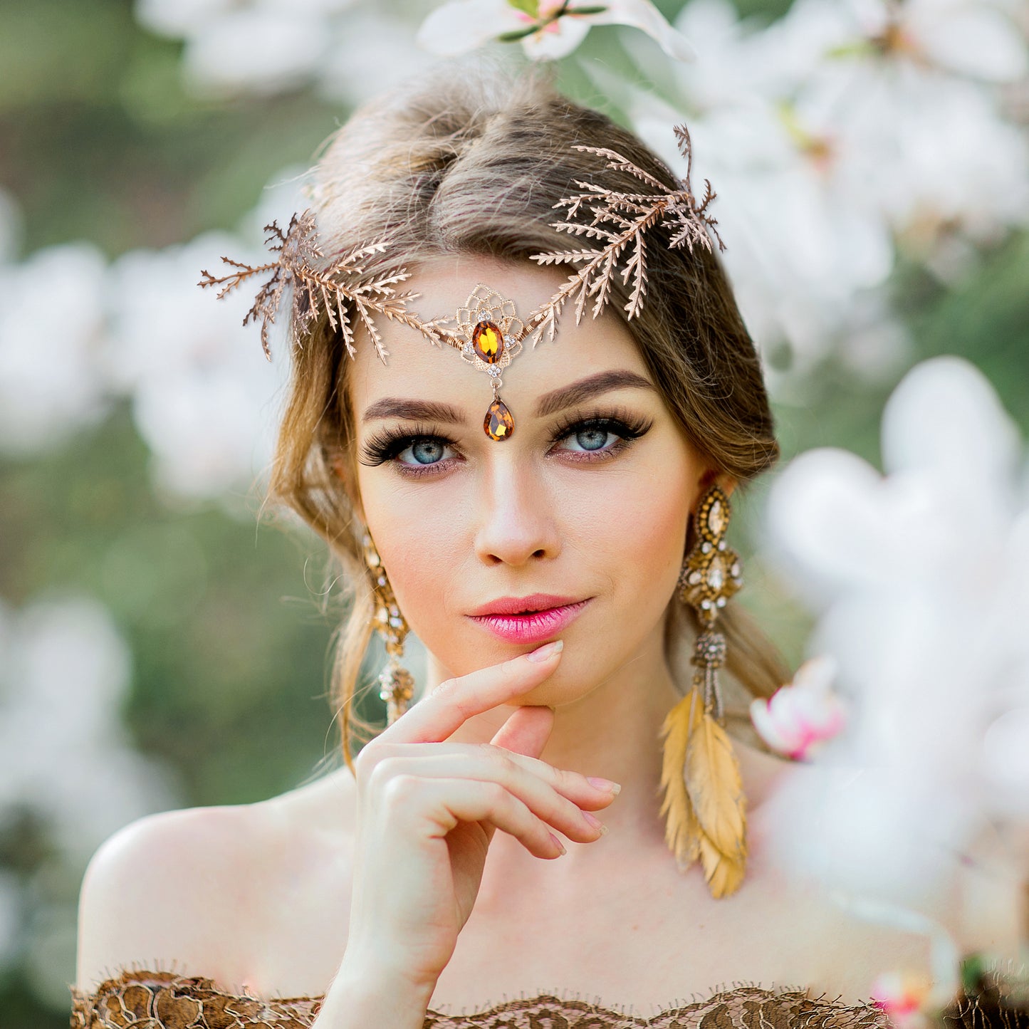 Handmade Emerald Woodland Leaf Crown