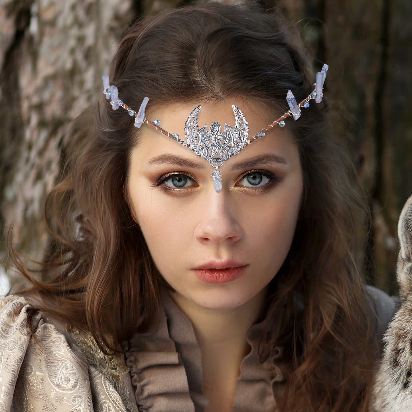 Silver Crystal Headpiece: Renaissance Moon Crown