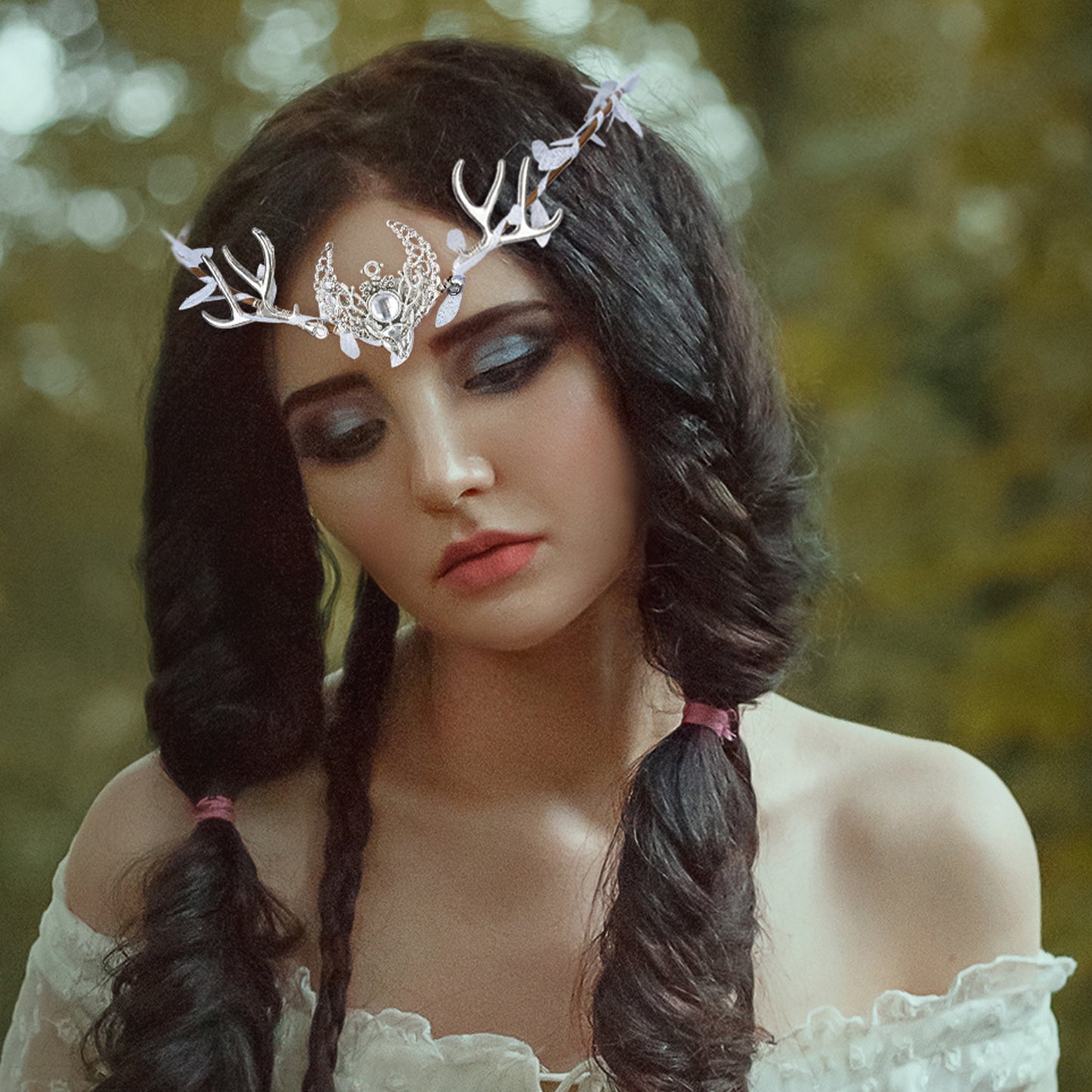 Woodland Antler Headband: Moon Crystal Crown
