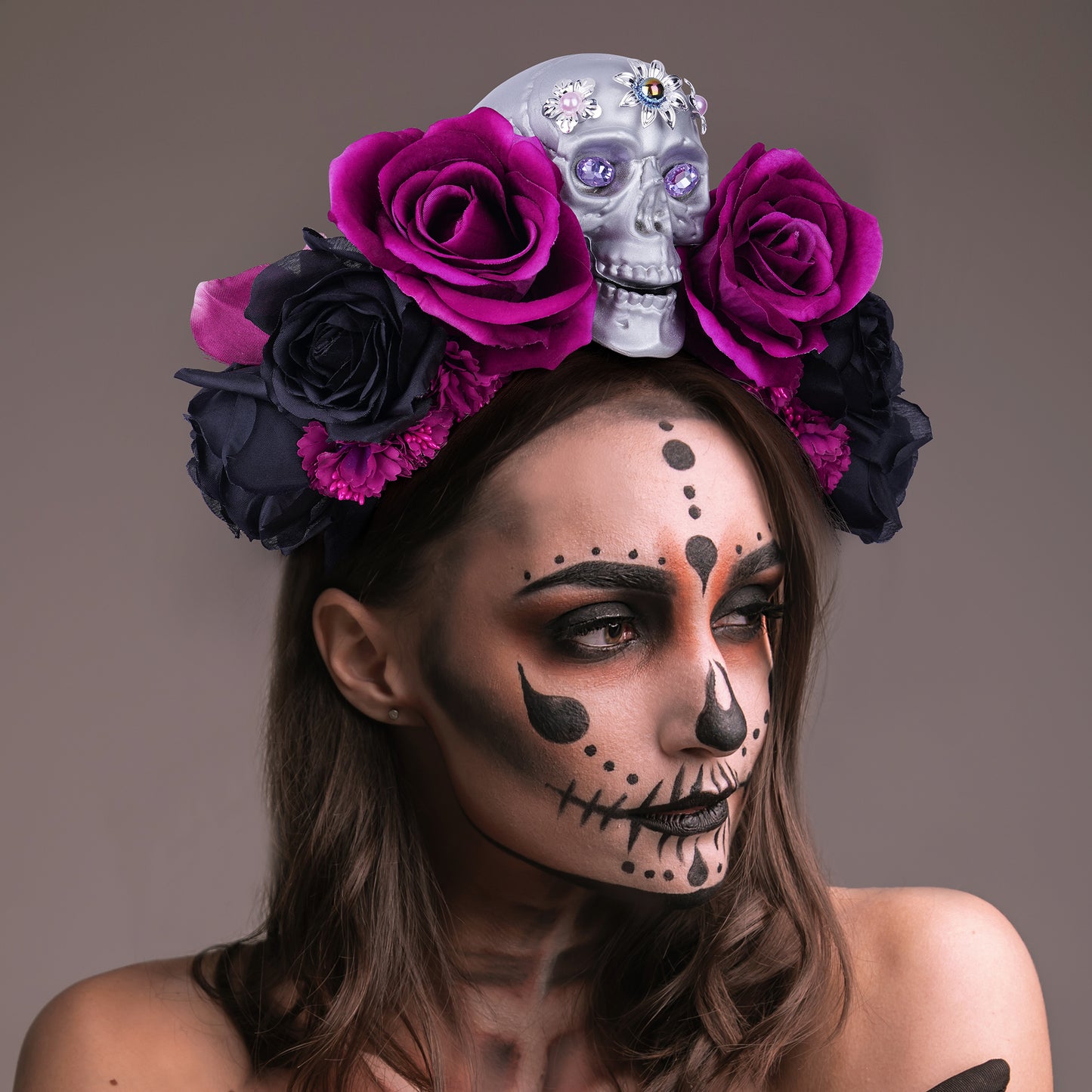 Purple Flower Headband: Mexican Floral Headpiece