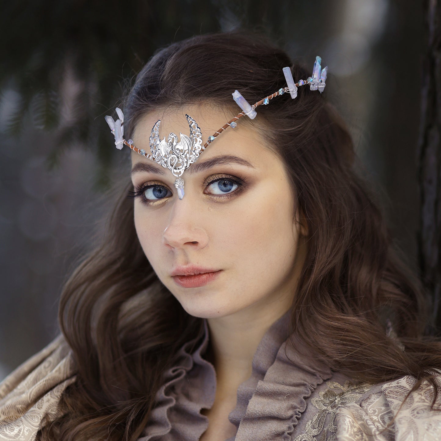 Silver Crystal Headpiece: Renaissance Moon Crown