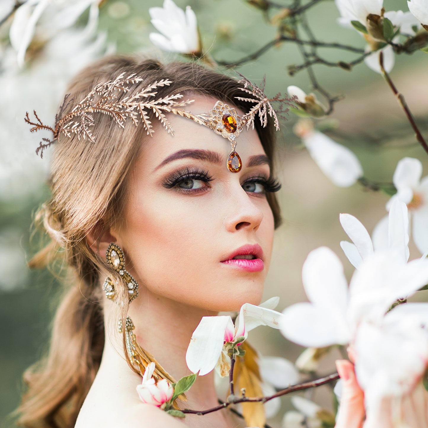 Handmade Emerald Woodland Leaf Crown
