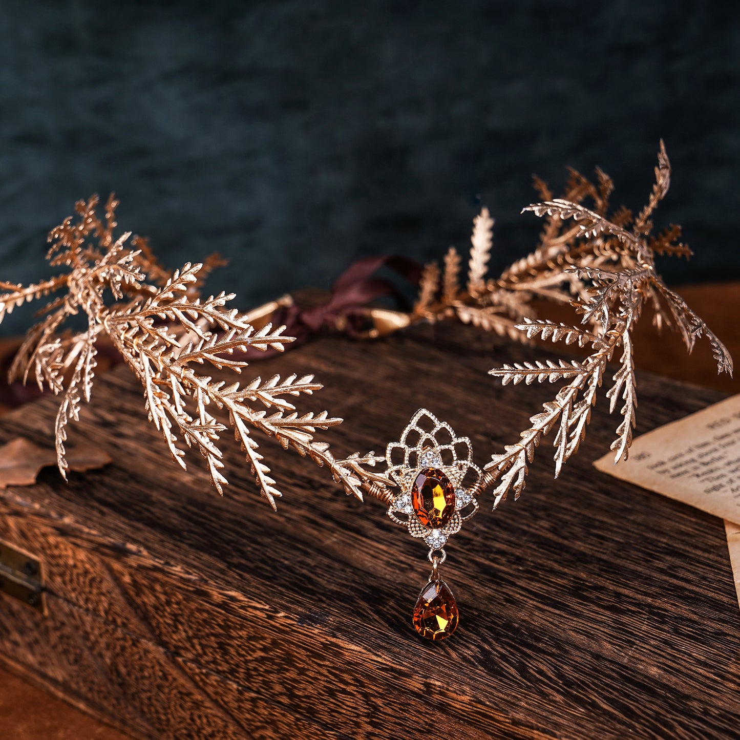 Handmade Emerald Woodland Leaf Crown
