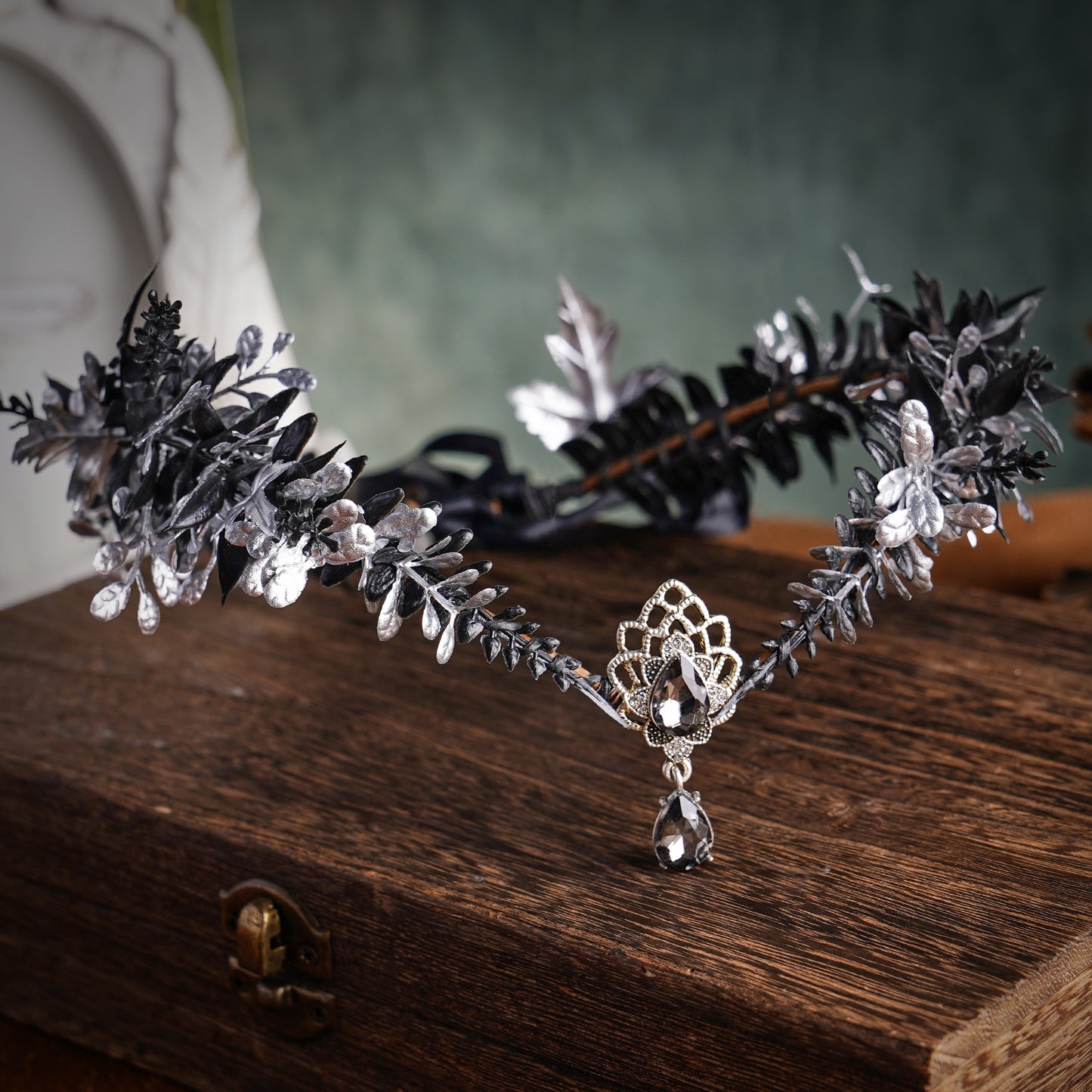 Black Leaf Crown: Eucalyptus Fairy Headpiece