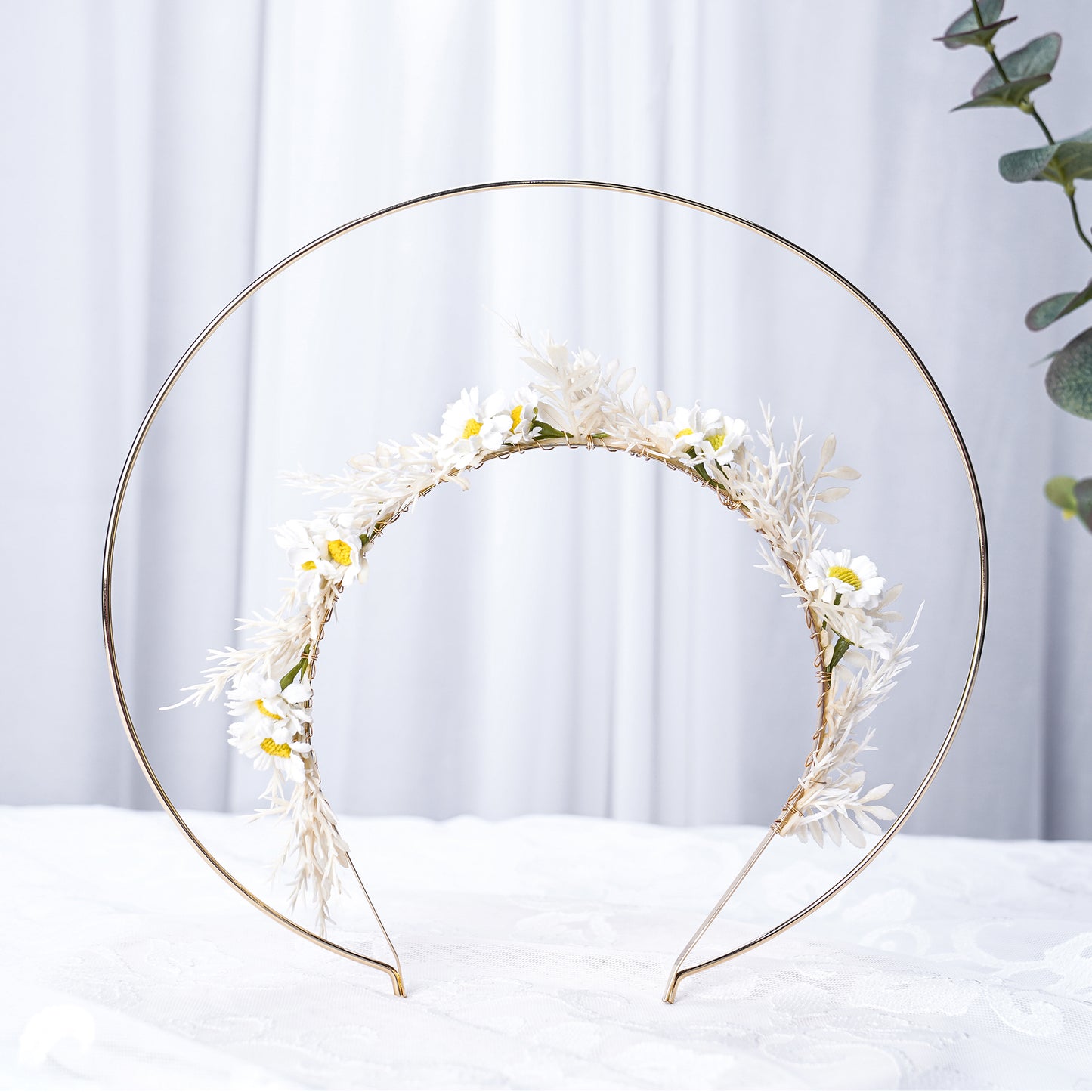 Handmade White Daisy Halo Crown Headband