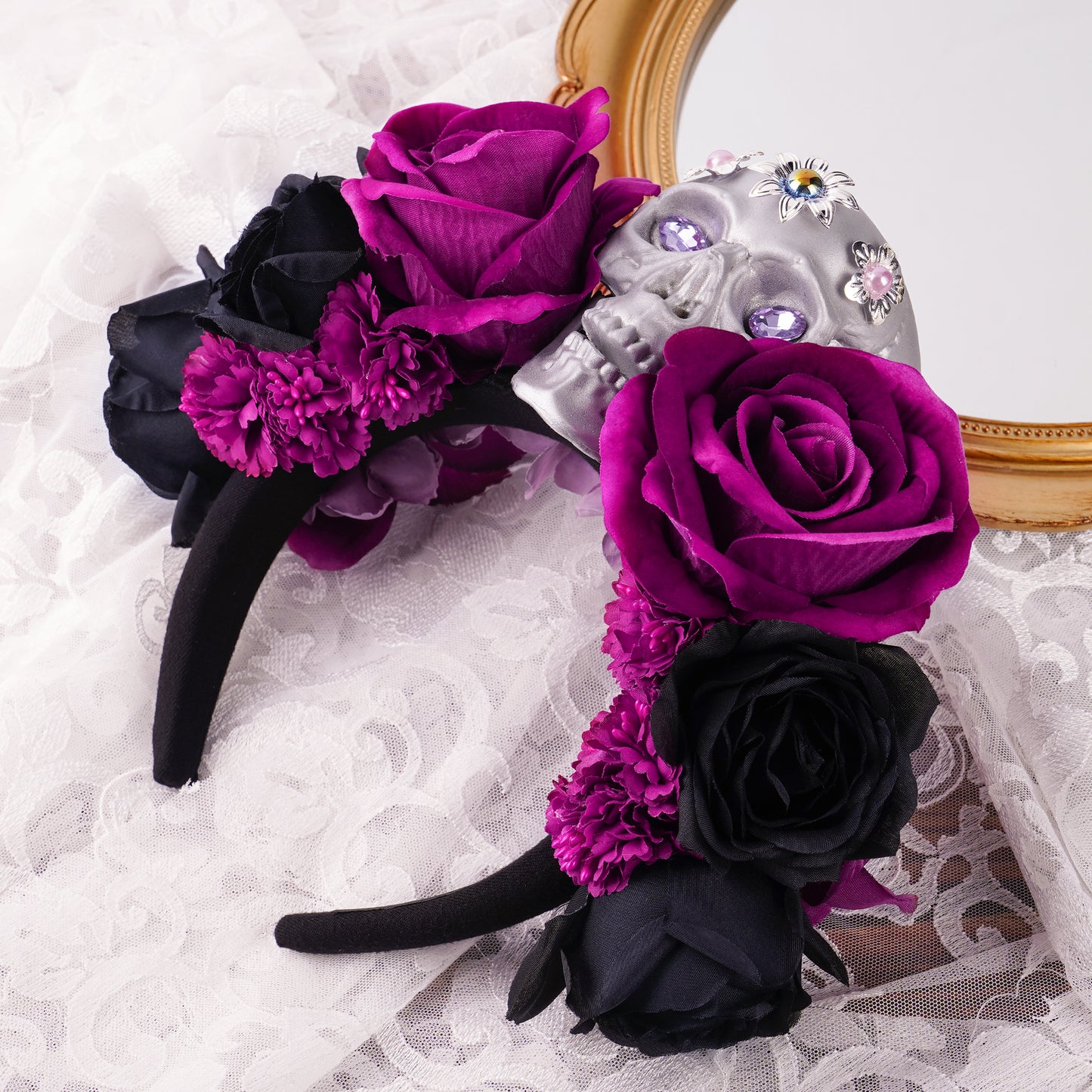 Purple Flower Headband: Mexican Floral Headpiece