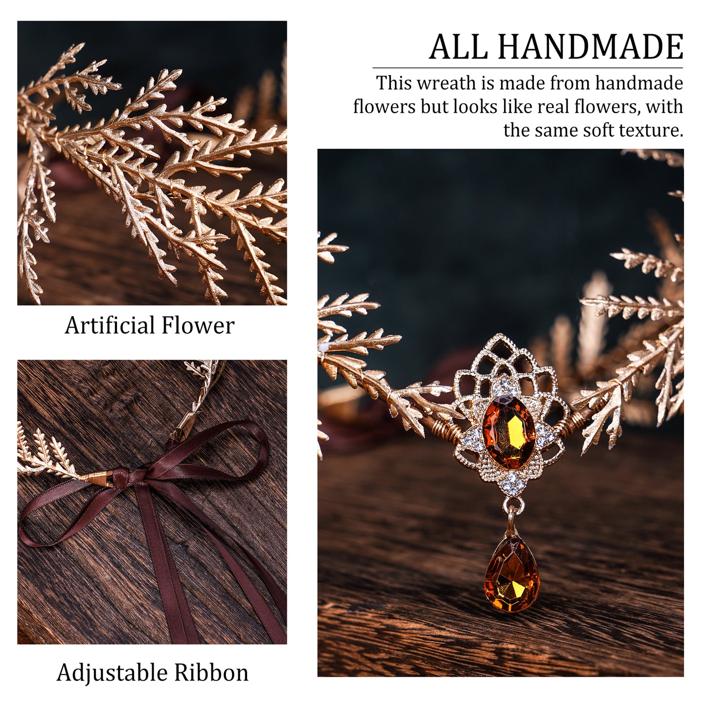 Handmade Emerald Woodland Leaf Crown