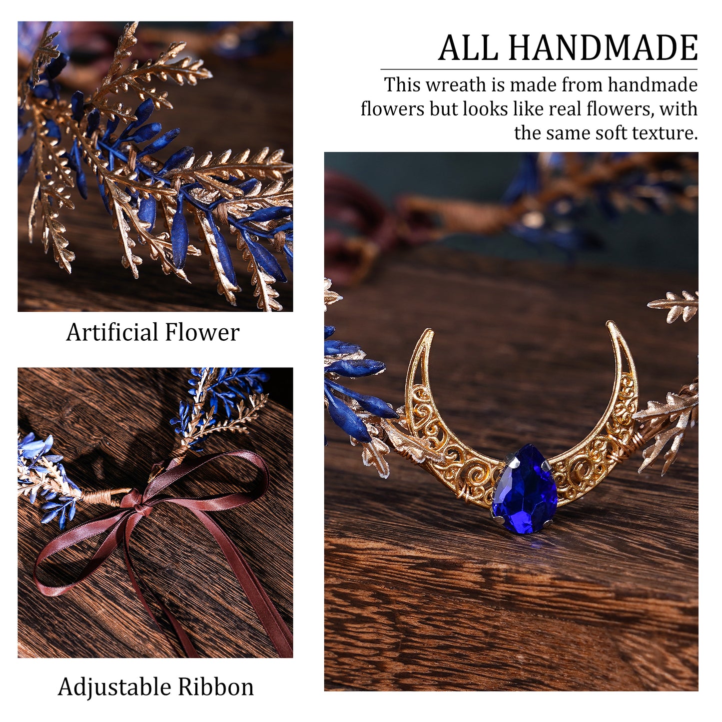 Handmade Golden Leaf Crown Forest Elf Headpiece