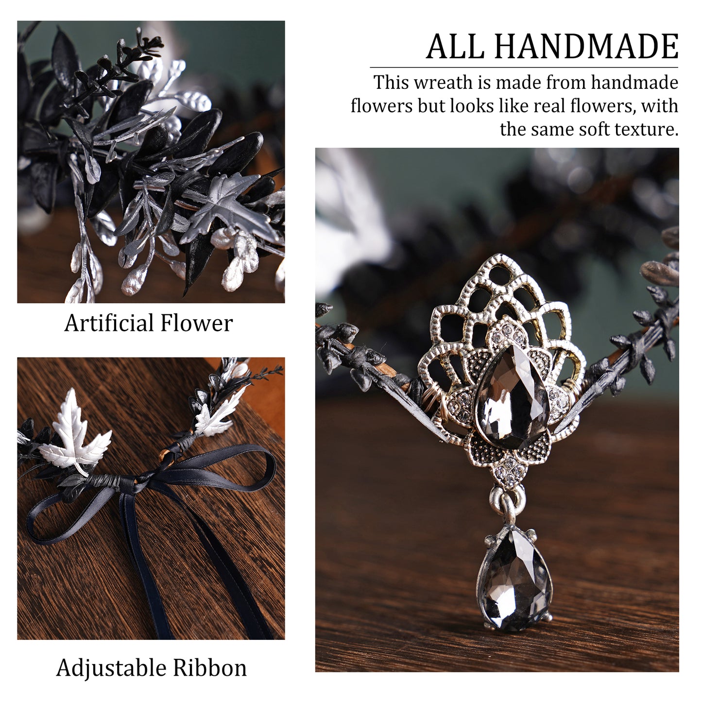 Black Leaf Crown: Eucalyptus Fairy Headpiece