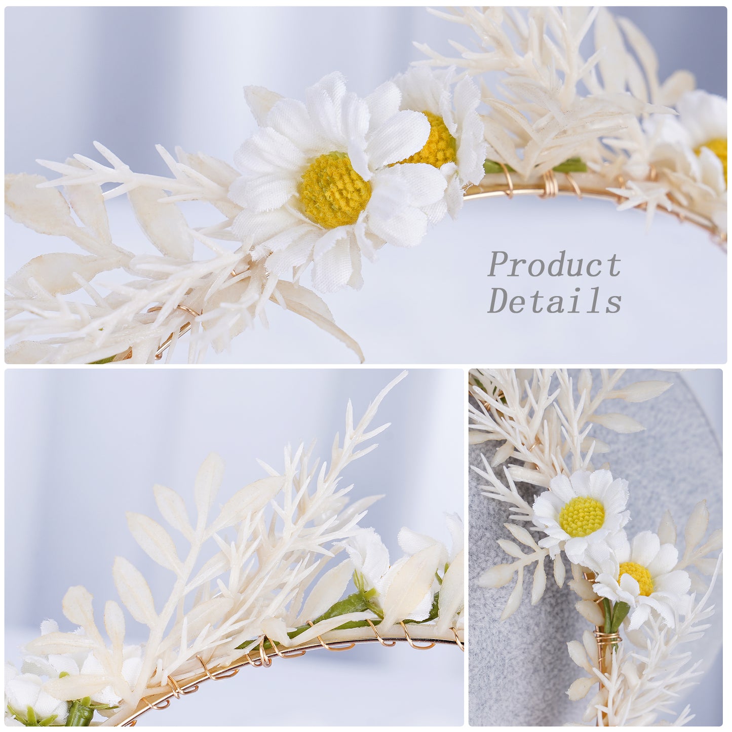 Handmade White Daisy Halo Crown Headband