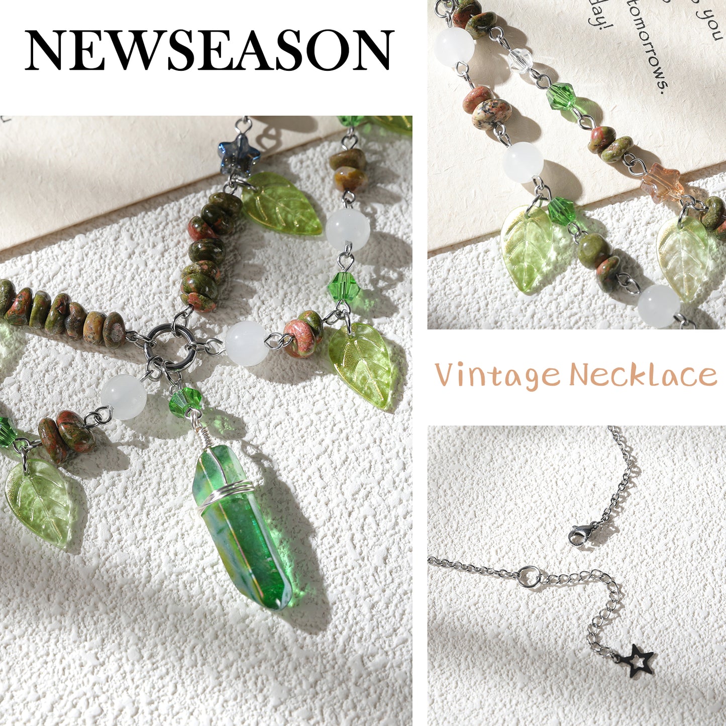 MOSTORY Green Woodland Charm Necklace