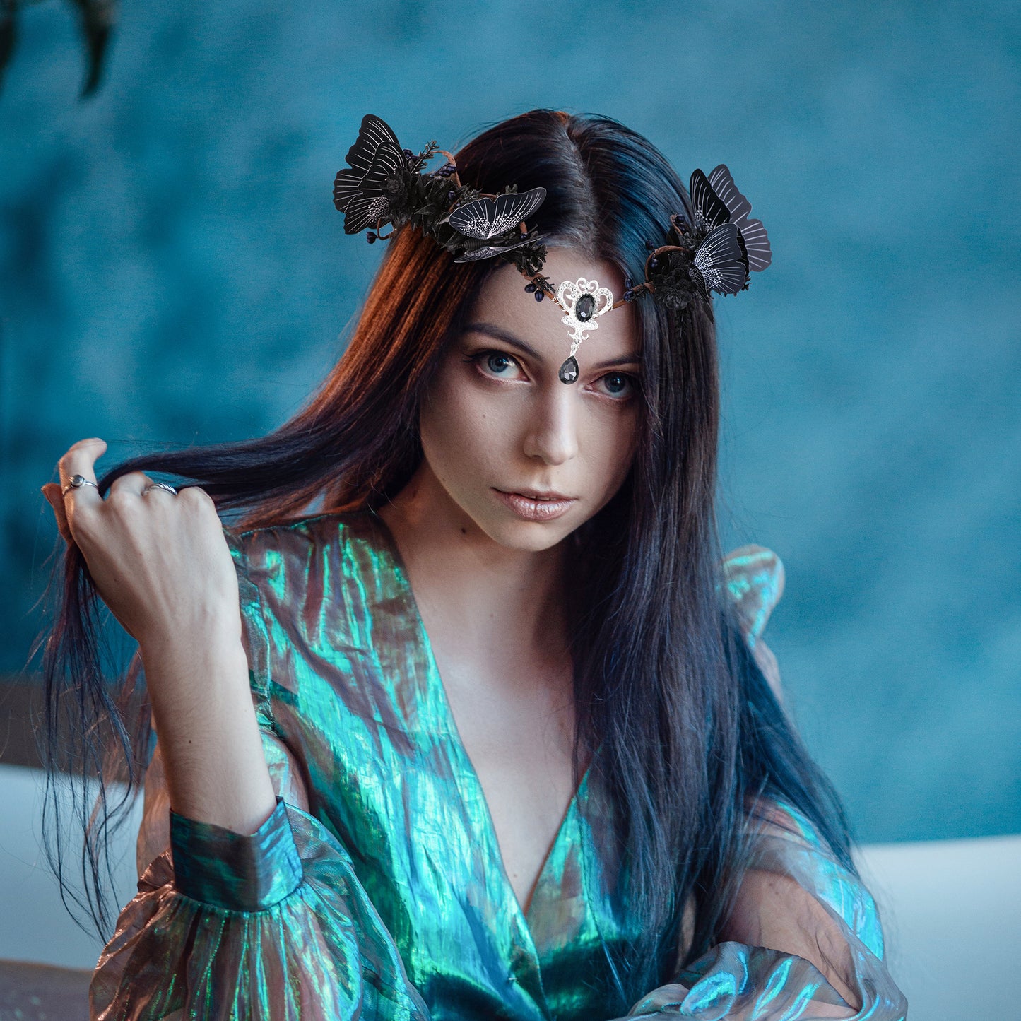 Dark Fairy Wings Crown: Woodland Elf Circlet, Butterfly Fascinator