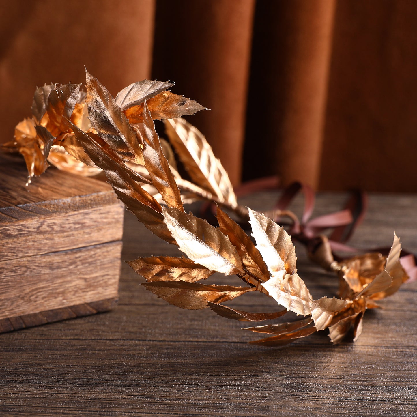Handmade Gold Leaf Crown Headpiece: Greek God Headband