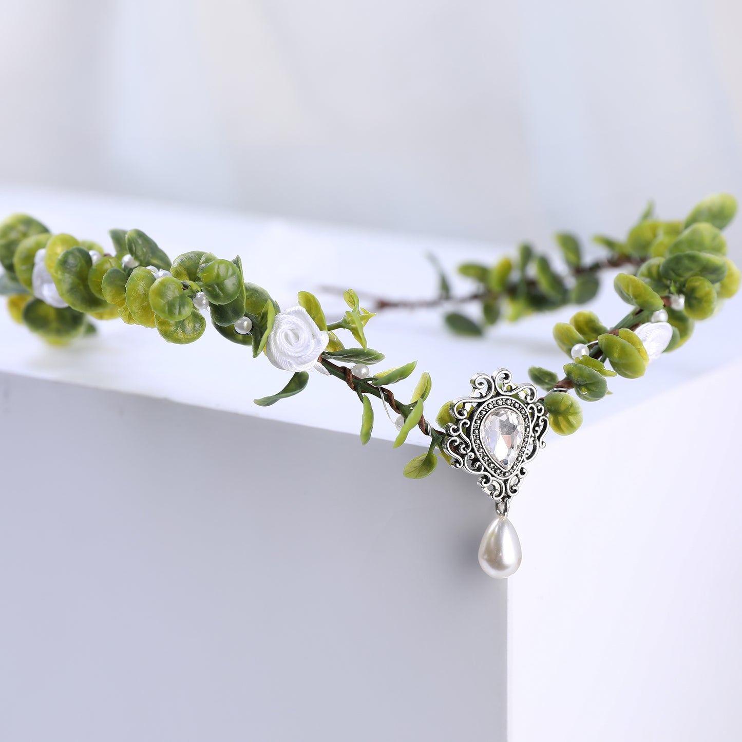 Handmade Green Fairy Crown Headband Woodland Leaf Headpiece