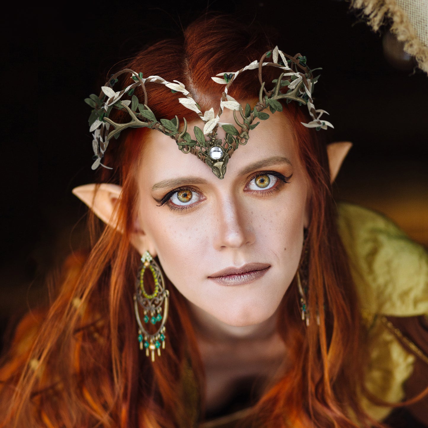 Green Woodland Elf Headpiece Fairy Leaves Crown Headband