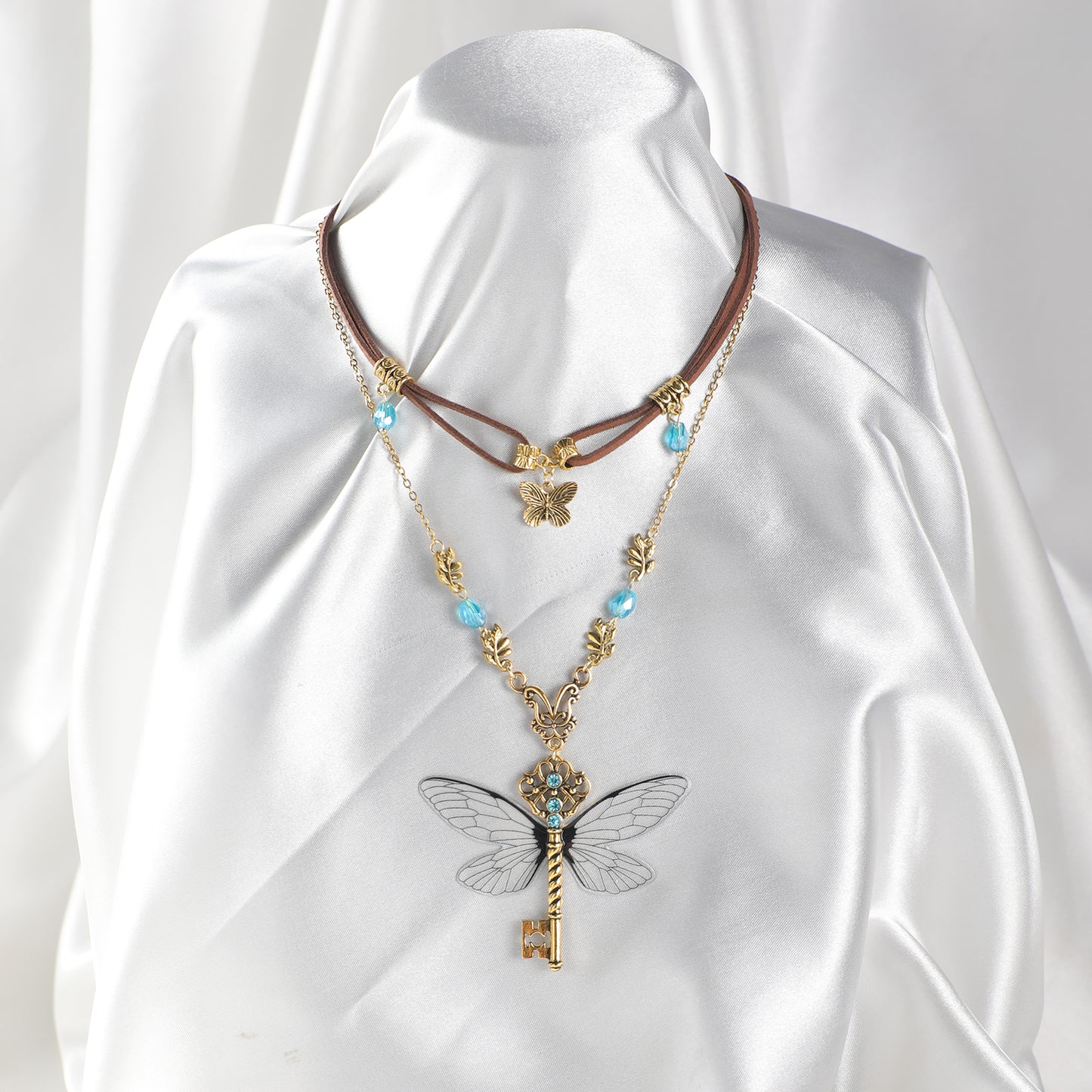 MOSTORY Butterfly Neckalce Fairy Charm Choker Pedant Key Necklace