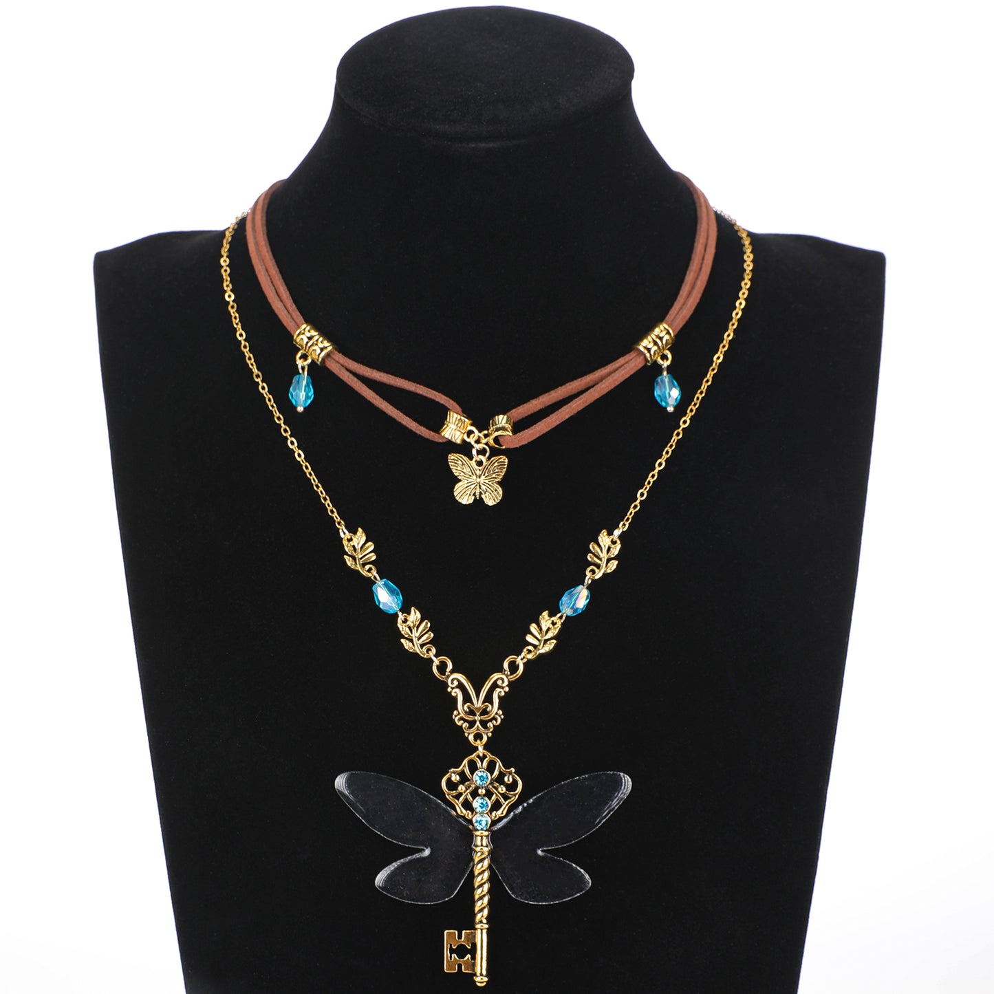 MOSTORY Butterfly Neckalce Fairy Charm Choker Pedant Key Necklace