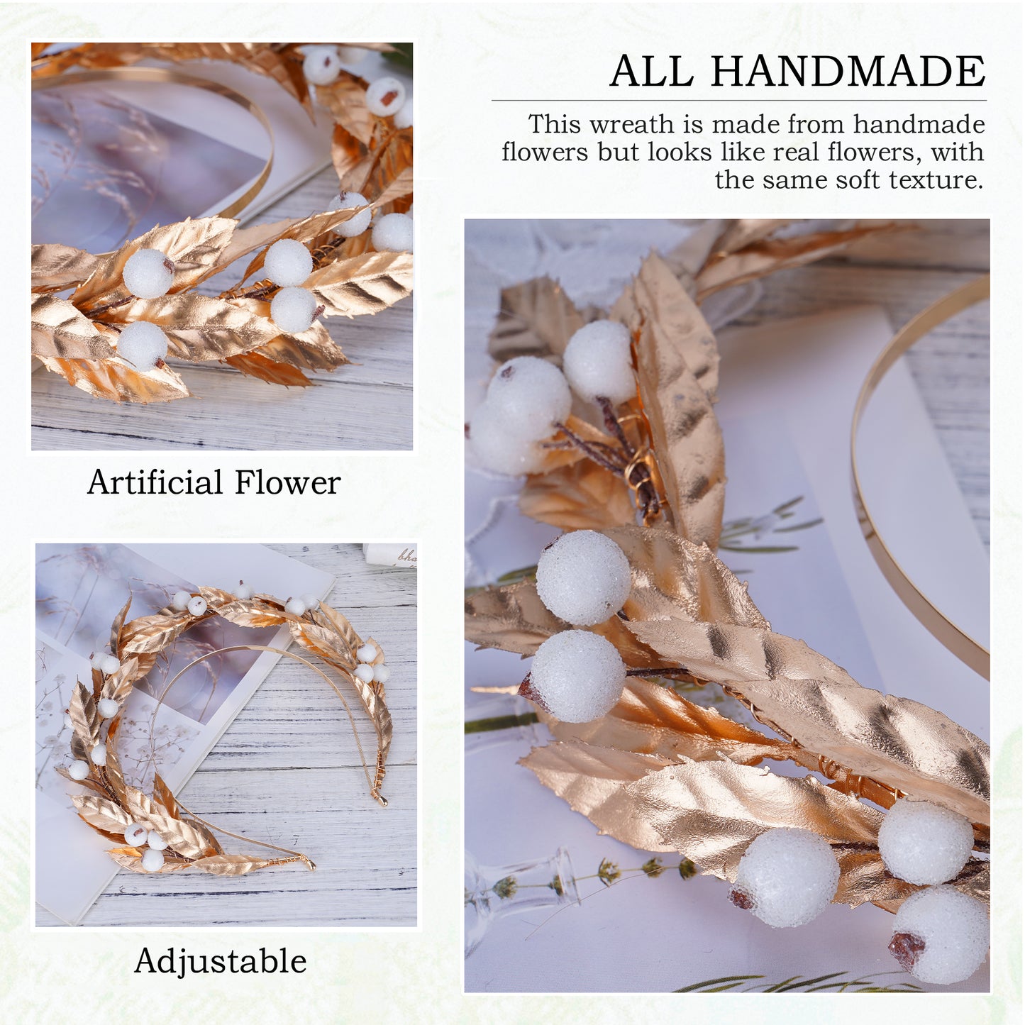 Handmade Golden Halo Crown Headpiece