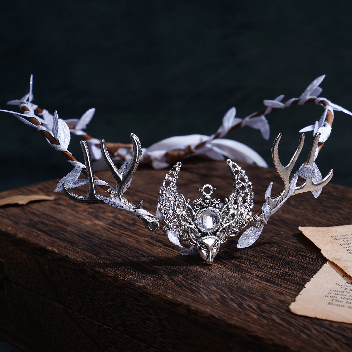 Woodland Antler Headband: Moon Crystal Crown