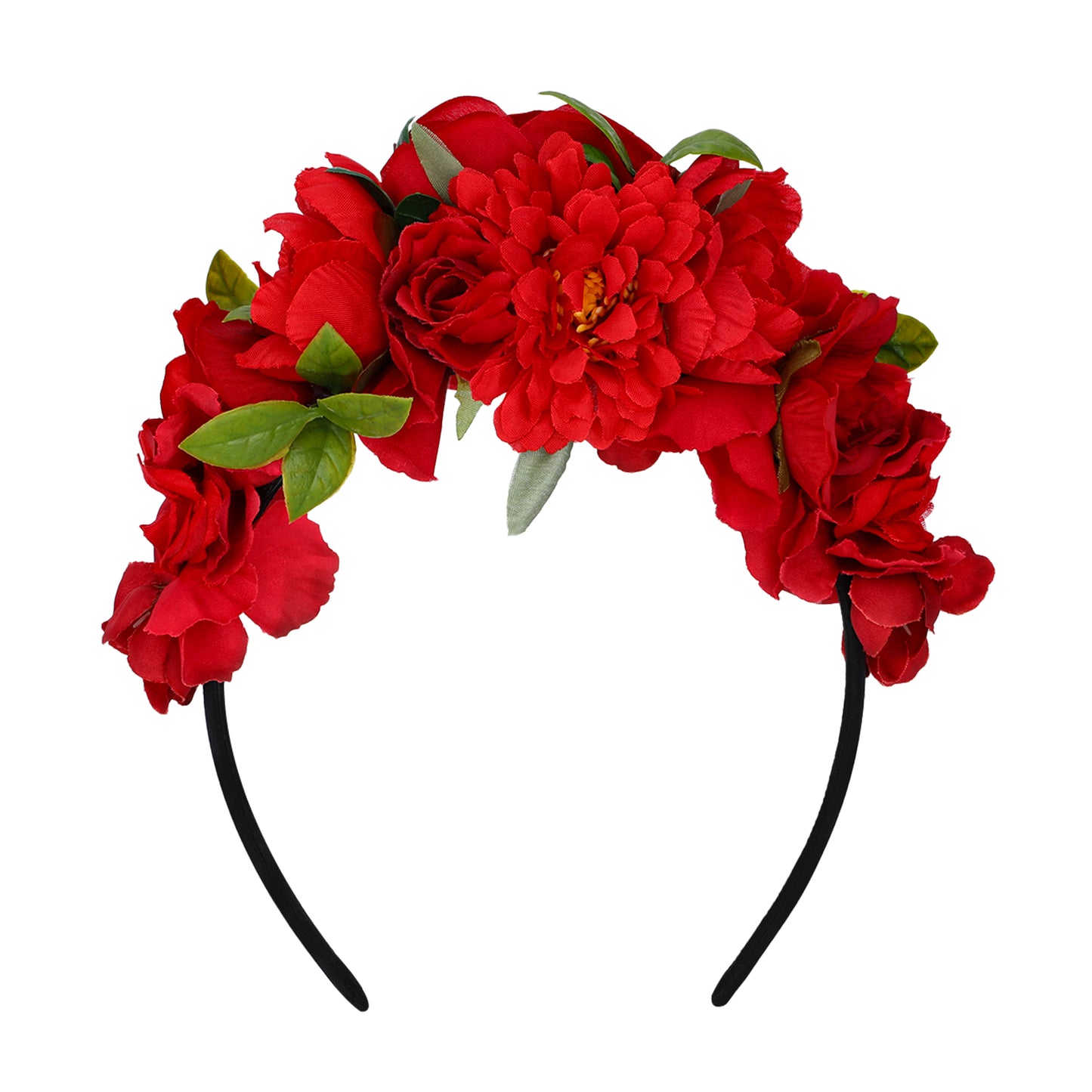 Mexican Flower Crown Headband Red - Handmade Floaral Headpiece