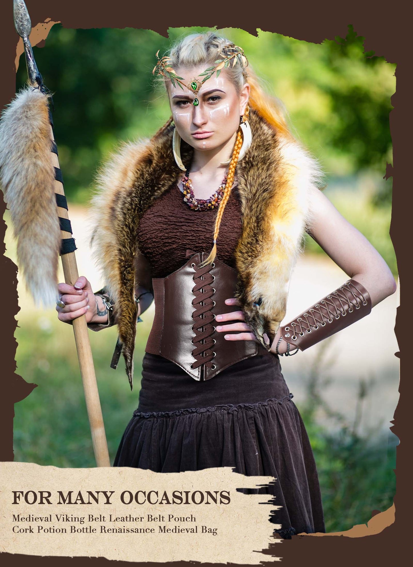 Medieval Renaissance Accessory Set - 6 Pcs Viking Costume Set for Women