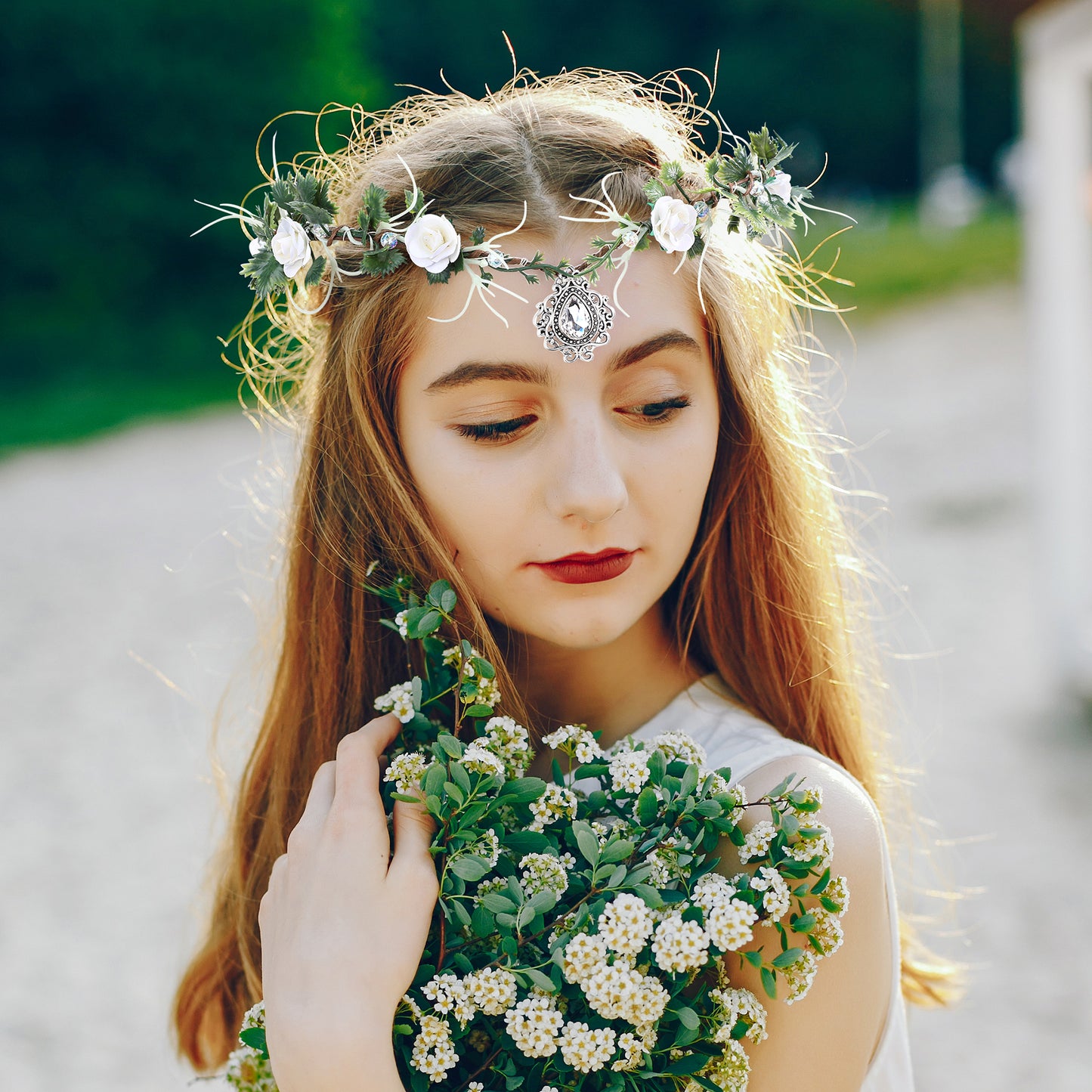 Elf Woodland Crown Headband Green Leaf Headpiece