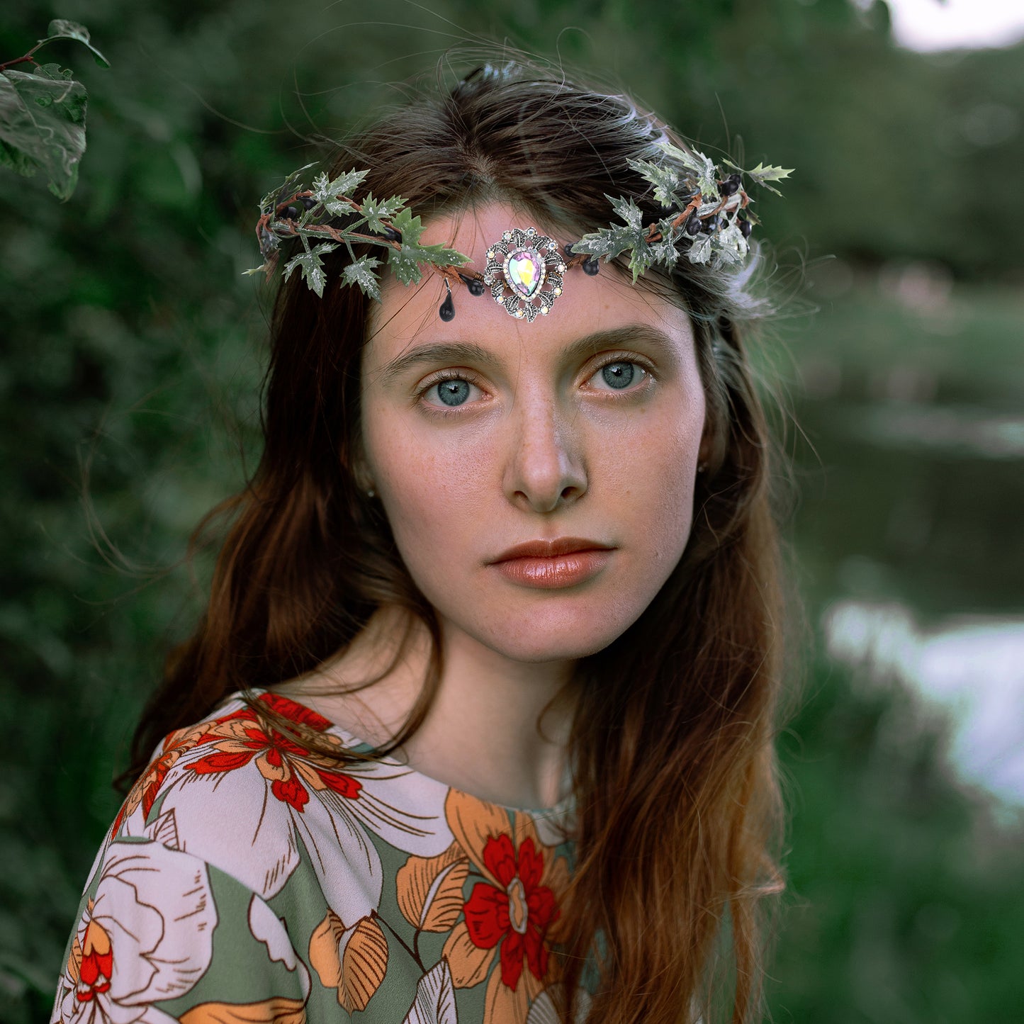 Forest Green Headpiece: Woodland Twig Headband, Elf Maple Leaves Crown