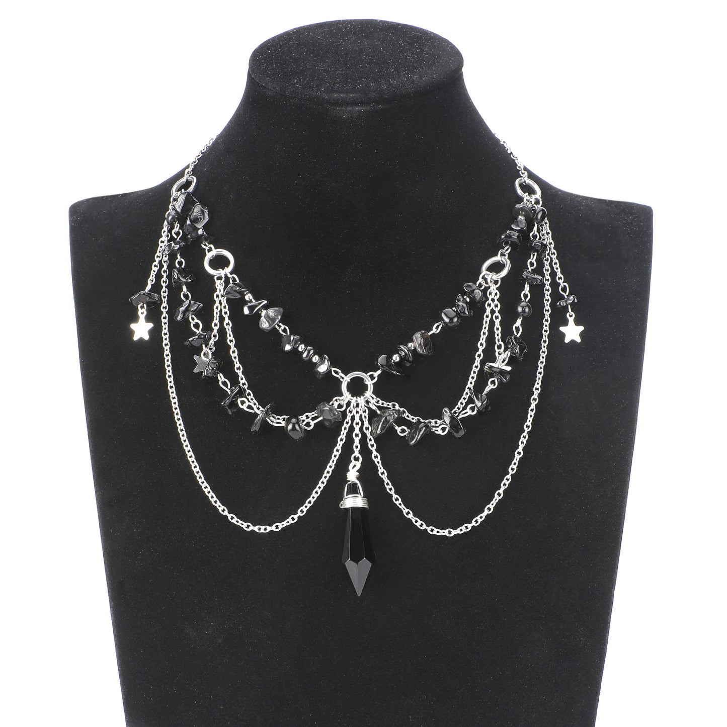 MOSTORY Balck Gothic Crystal Necklace