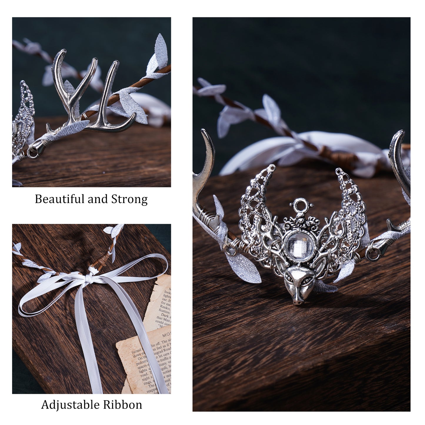 Woodland Antler Headband: Moon Crystal Crown