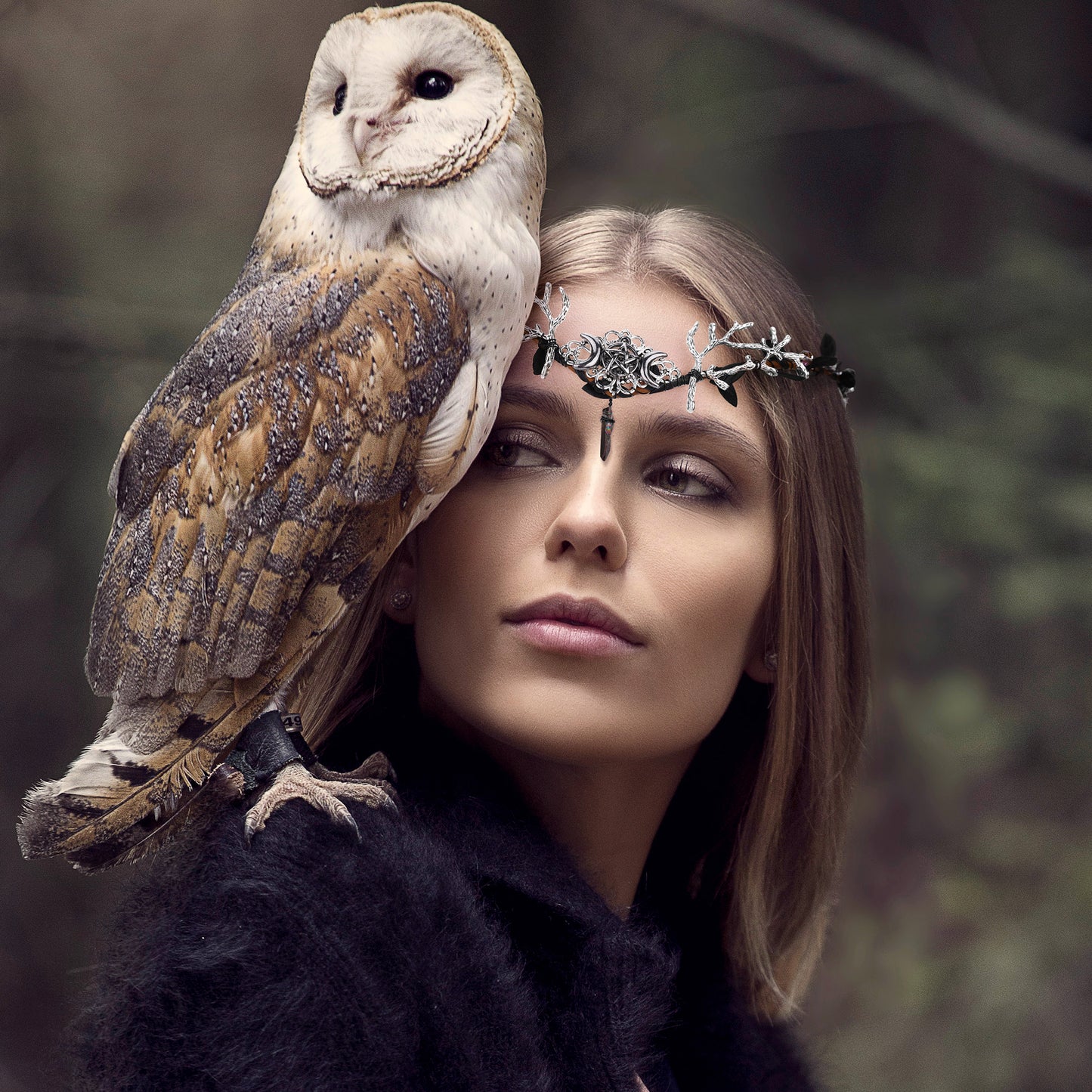 Woodland Crown Black Leaf: Goddess Tiara Headband, Fairy Queen Halo