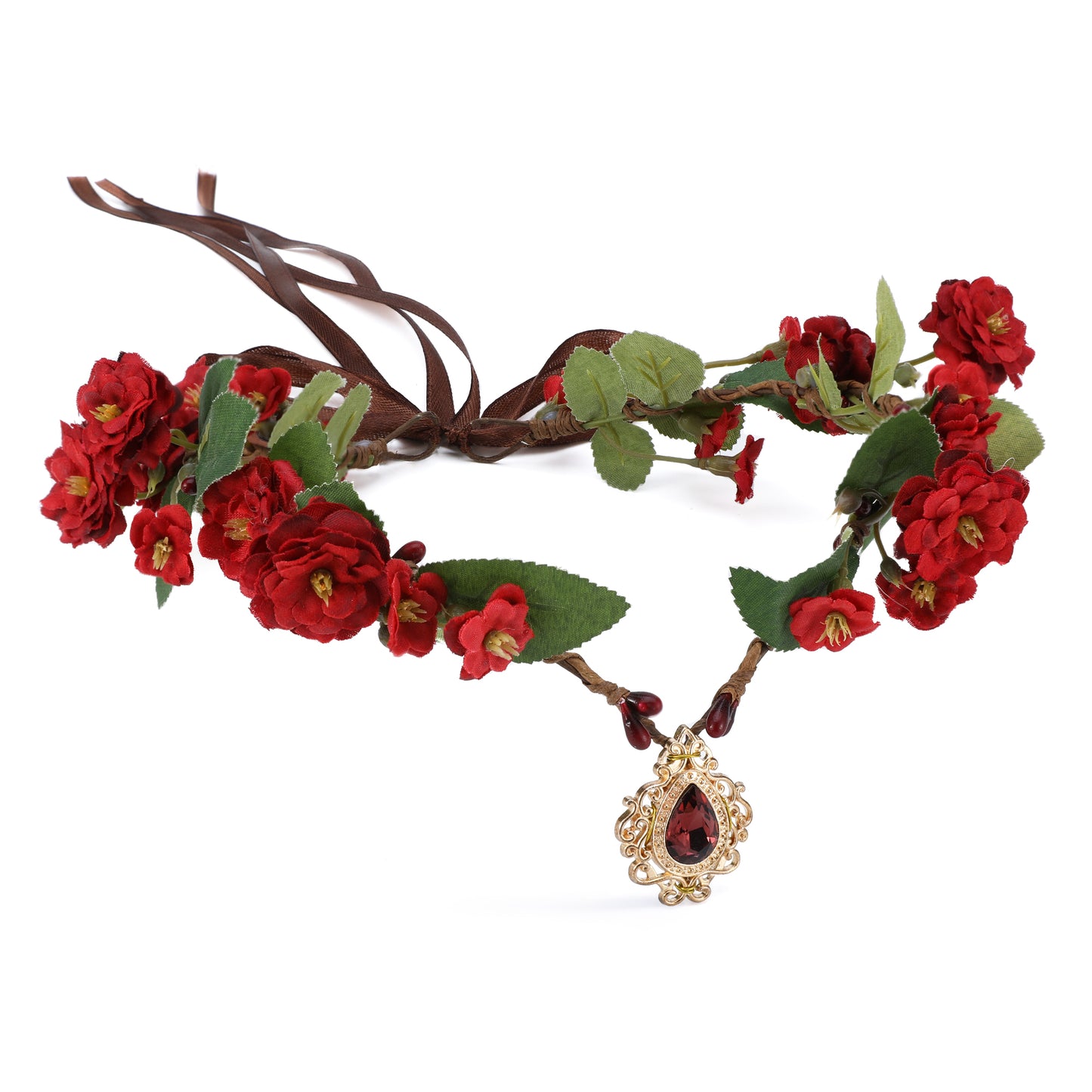 Handmade Red Flower Crown: Fairy Rose Headpiece