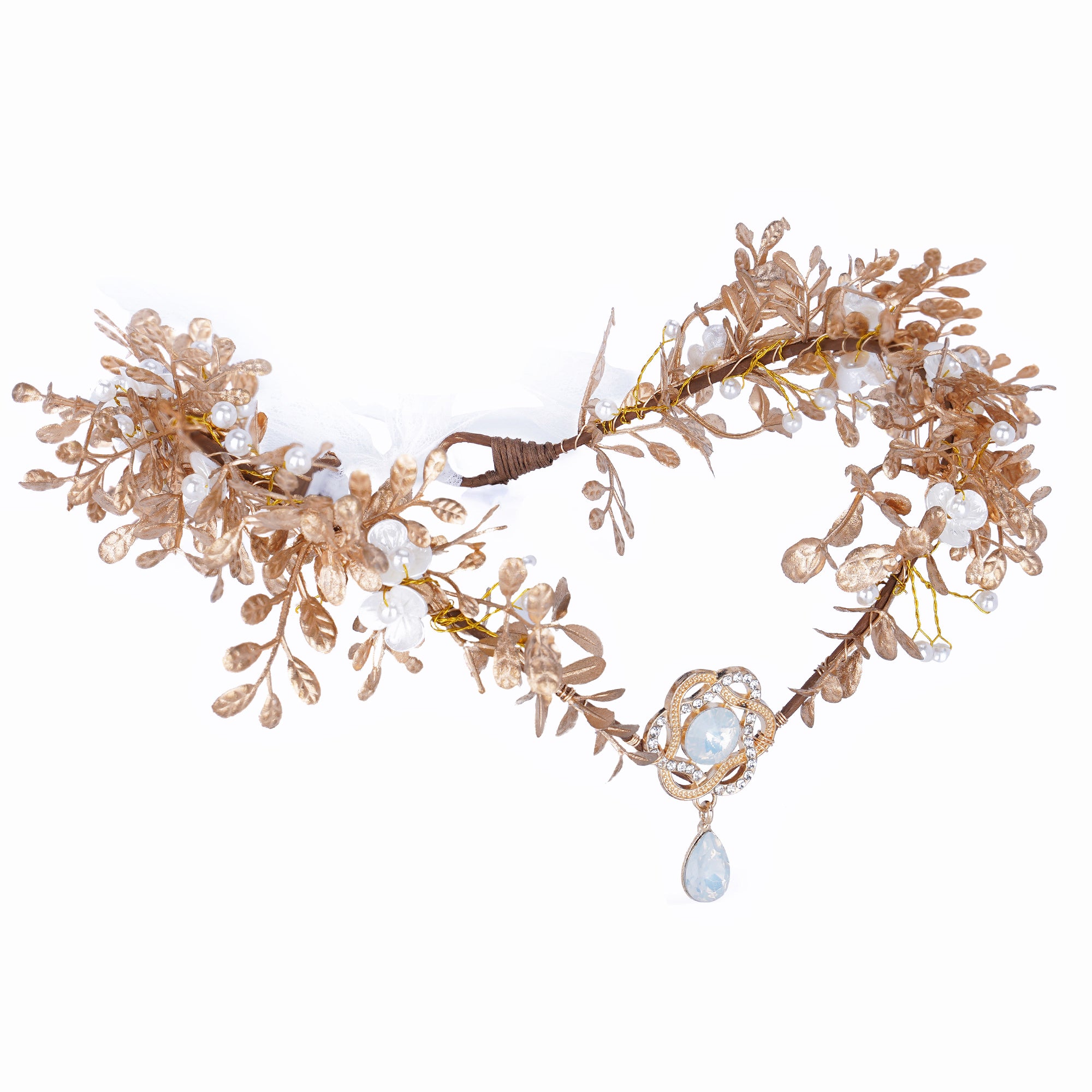 MOSTORY Gold Queen Crown For Women Woodland Elf Headpiece With Crystal ...