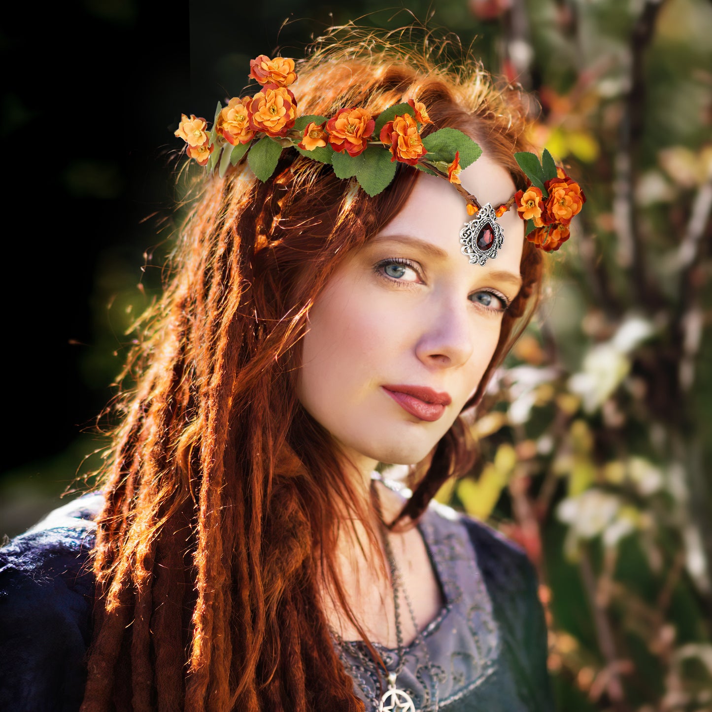 Orange Flower Crown: Fairy Headband, Elf Headpiece