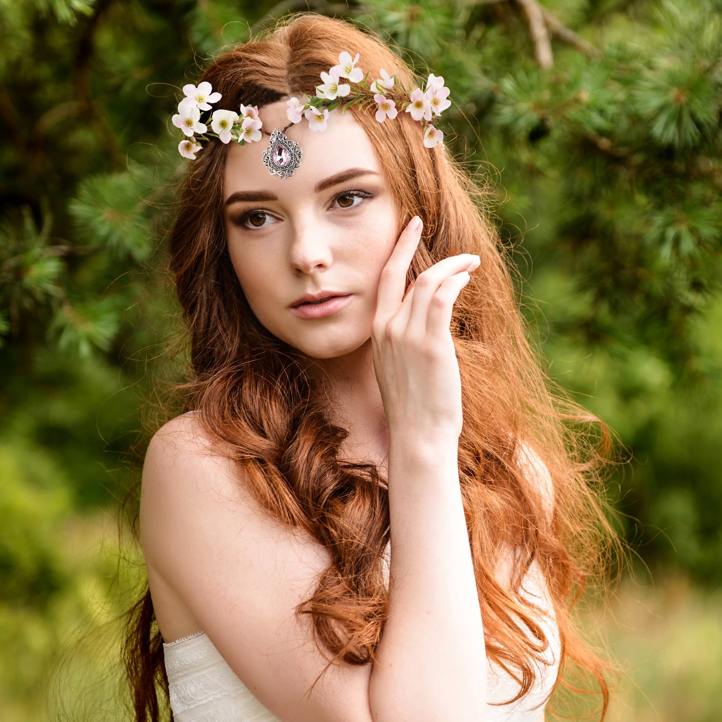 Pink Fairy Flower Crown: Elf Floral Headpiece, Elven Tiara
