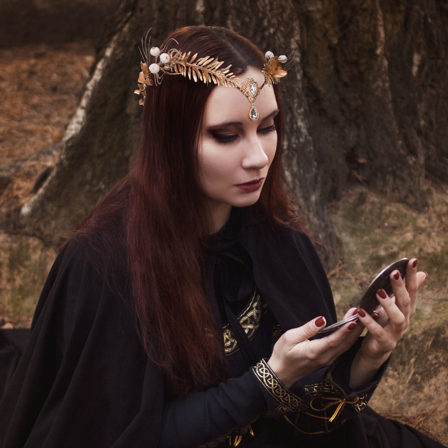 Gold Leaf Headpiece Elf Crown Headband Goddess Fairy Tiara