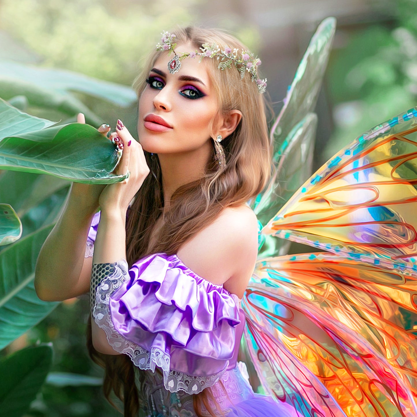 Handmade Purple Woodland Fairy Crown