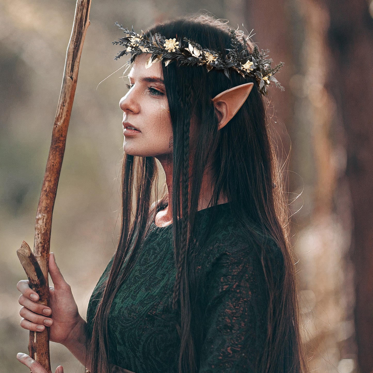 Handmade Black Flower Crown: Fairy Floral Headpiece
