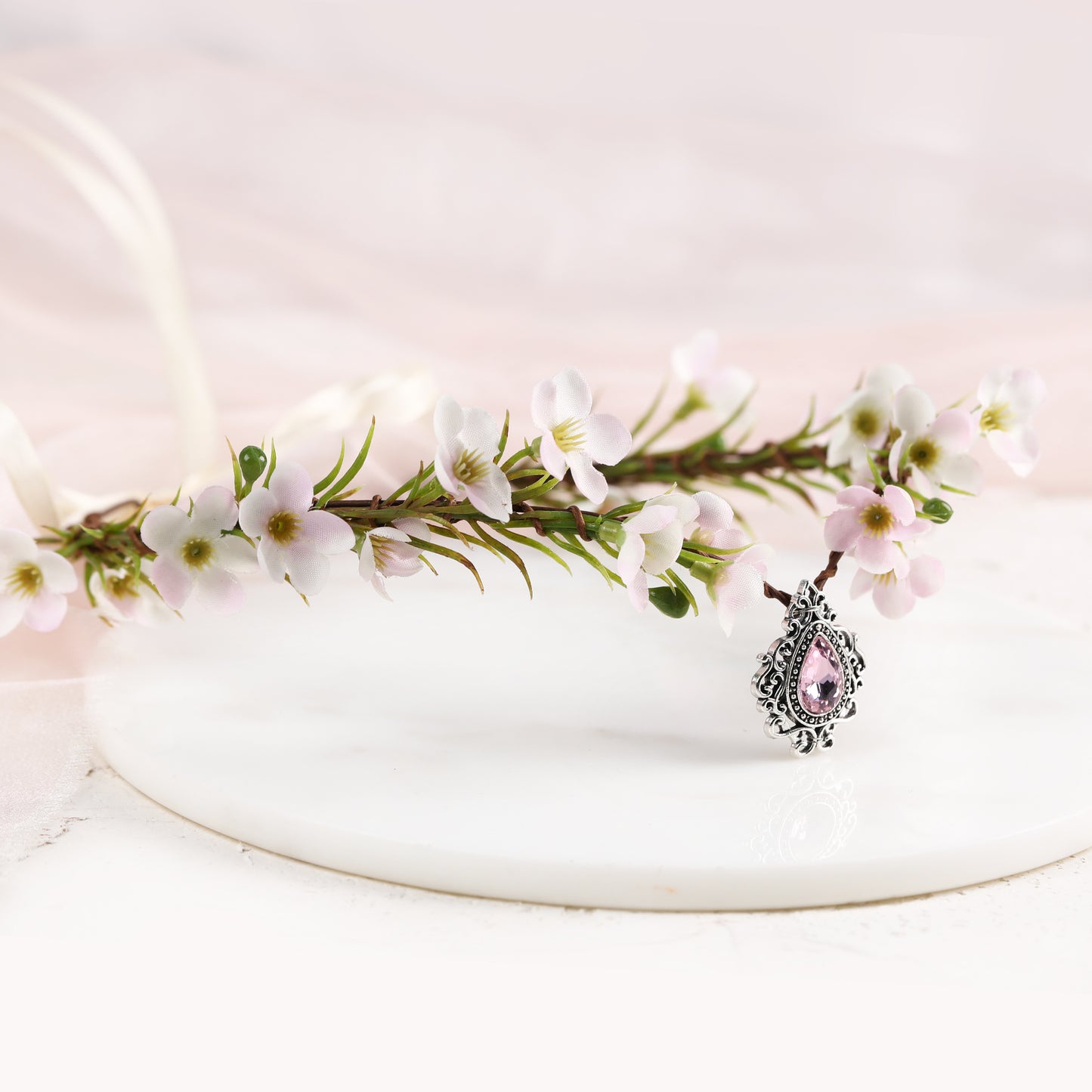 Pink Fairy Flower Crown: Elf Floral Headpiece, Elven Tiara