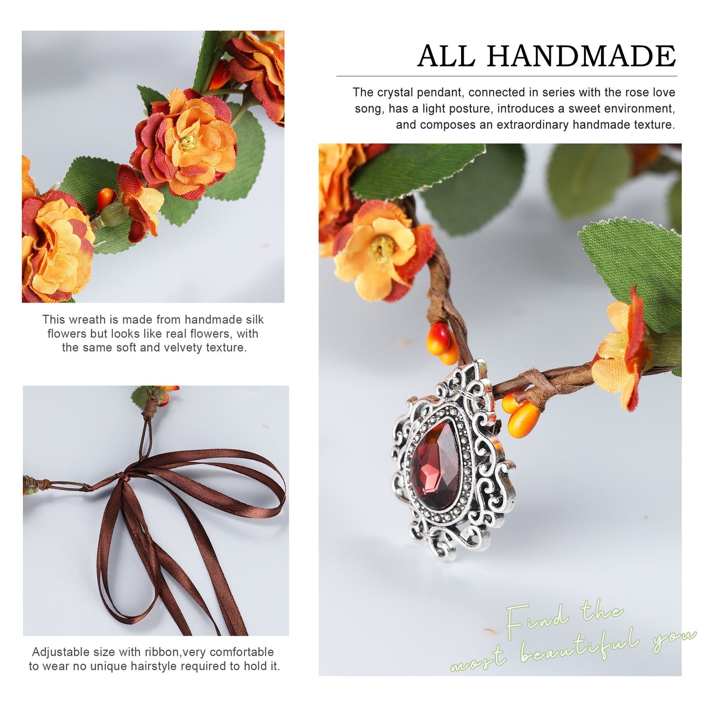 Orange Flower Crown: Fairy Headband, Elf Headpiece