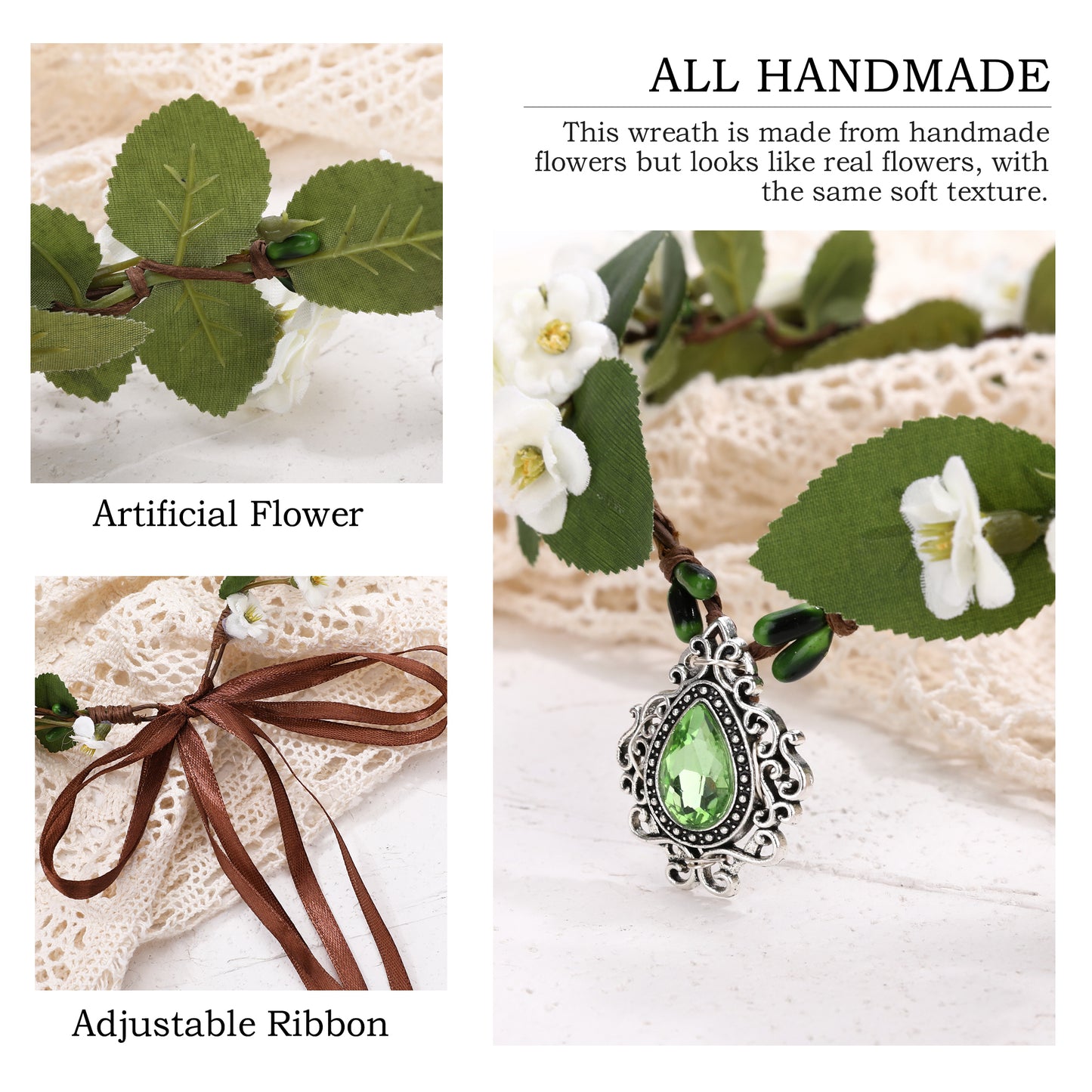 Handmade White Flower Crown: Rose Fairy Headband