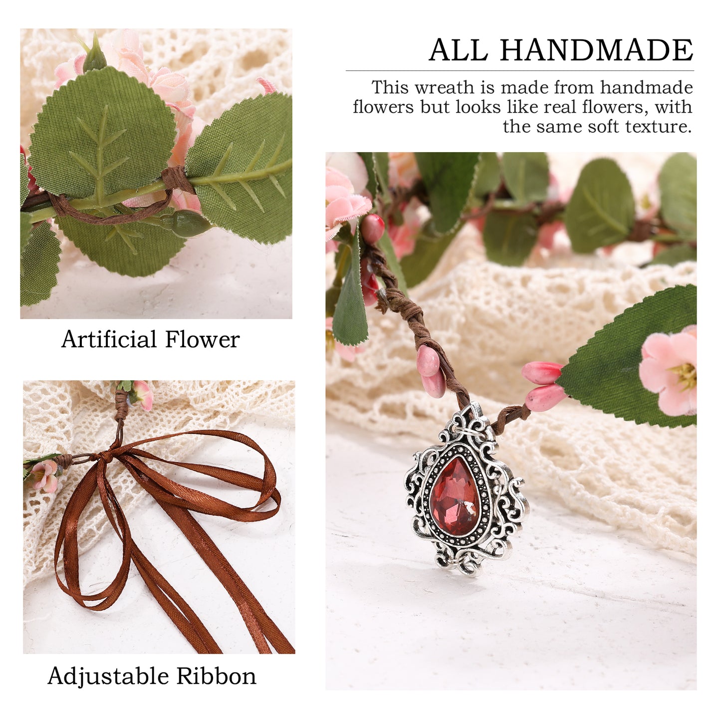 Handmade Pink Flower Crown: Fairy Floral Headband