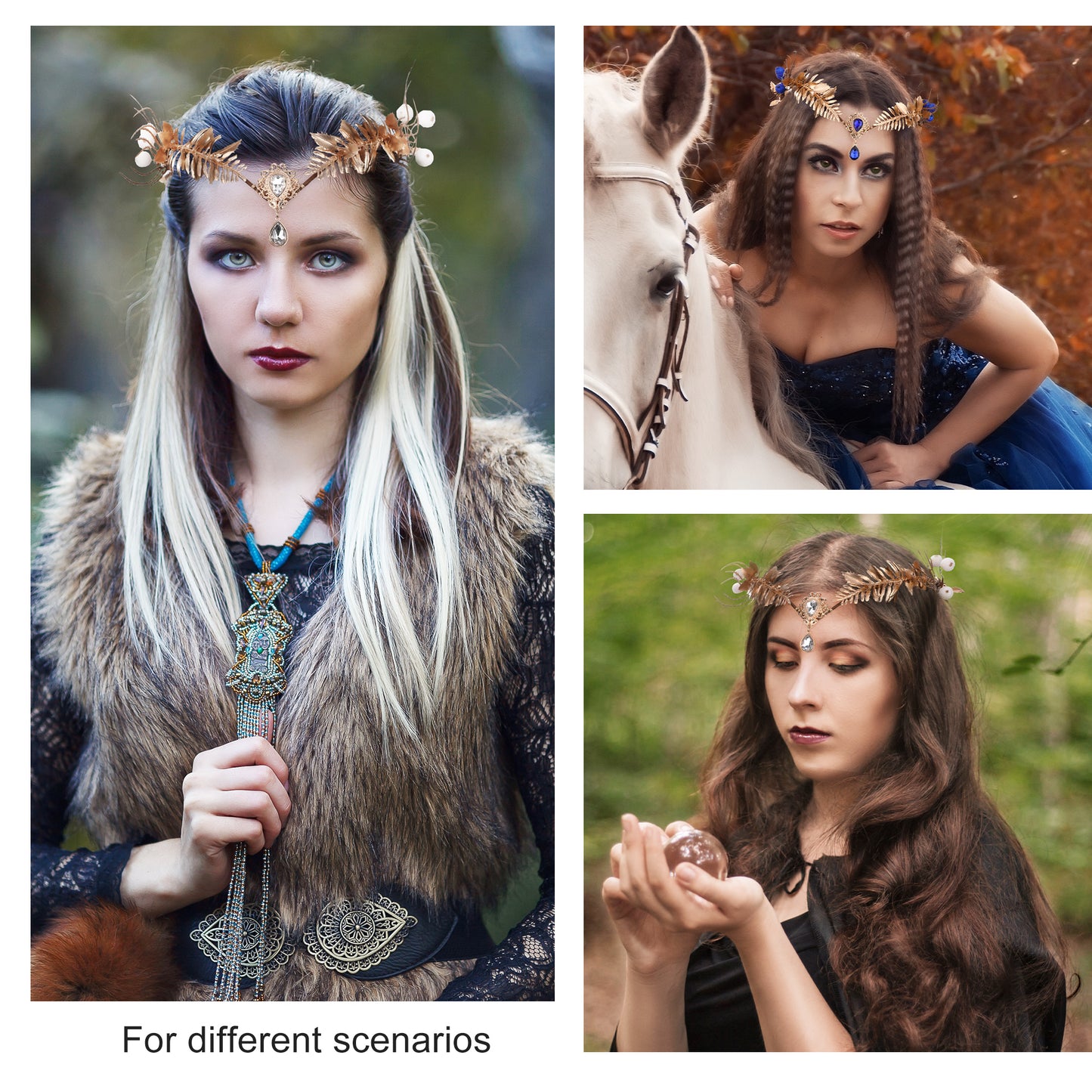 Gold Leaf Headpiece Elf Crown Headband Goddess Fairy Tiara
