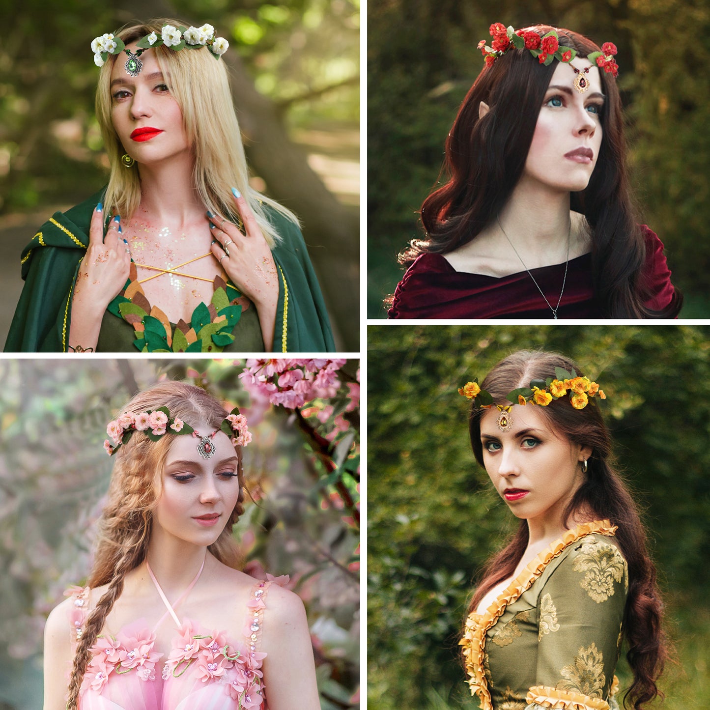 Handmade Red Flower Crown: Fairy Rose Headpiece