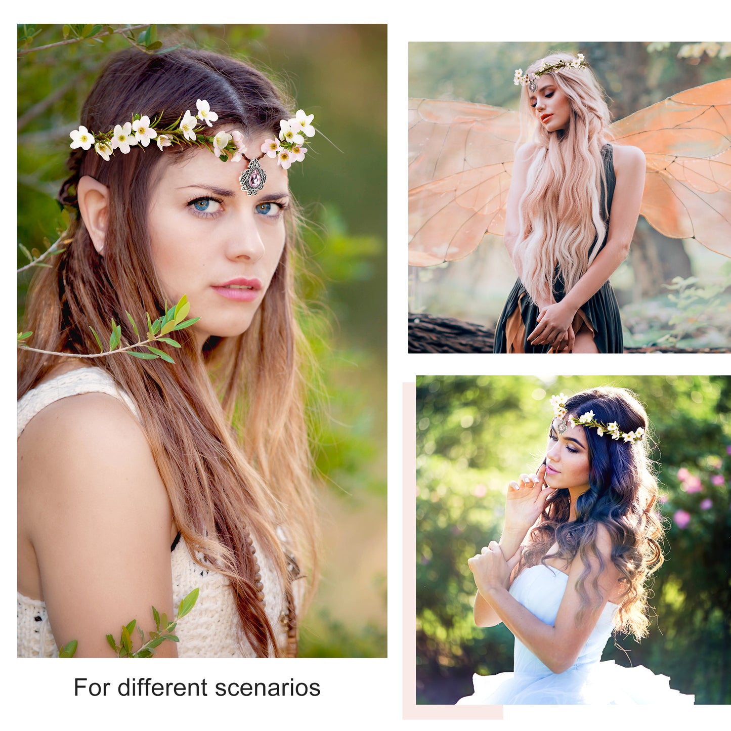 Pink Fairy Flower Crown: Elf Floral Headpiece, Elven Tiara
