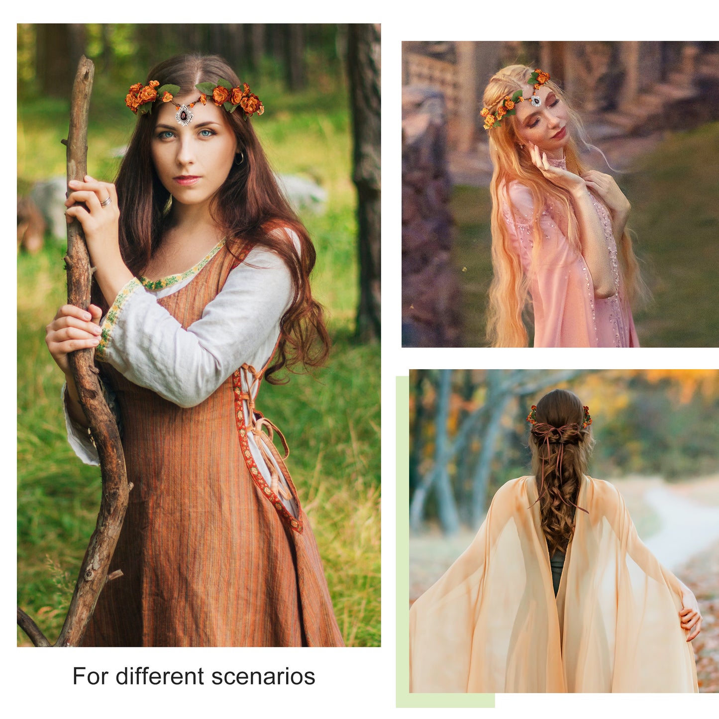 Orange Flower Crown: Fairy Headband, Elf Headpiece