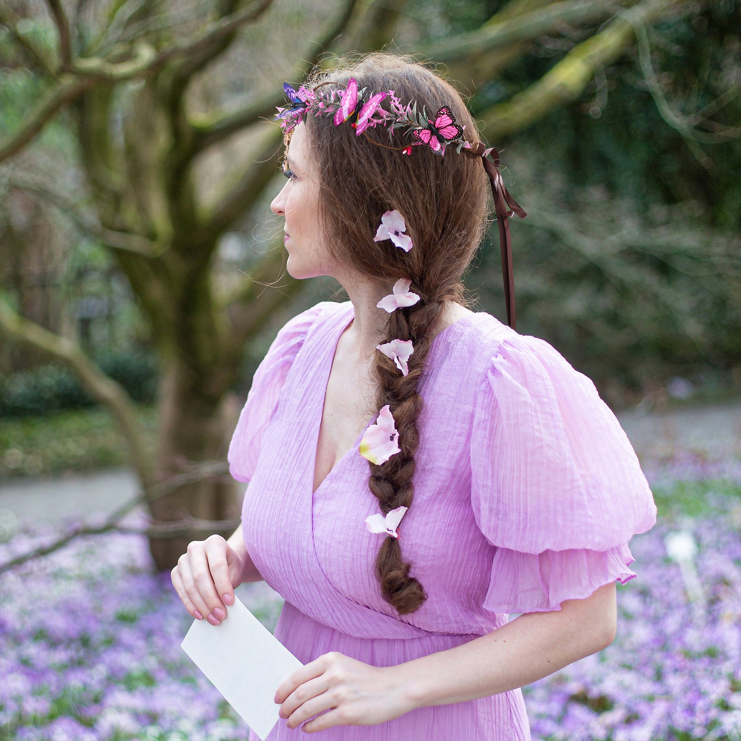 Fairy Queen Crown: Pink Wings, Elf Headpiece, Woodland Butterfly