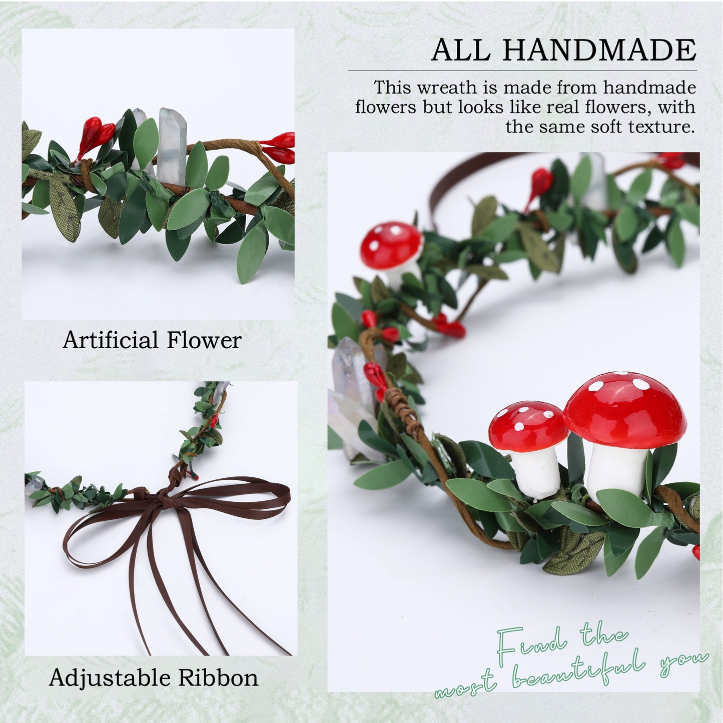 Flower Mushroom Headband: Elf Woodland Crown