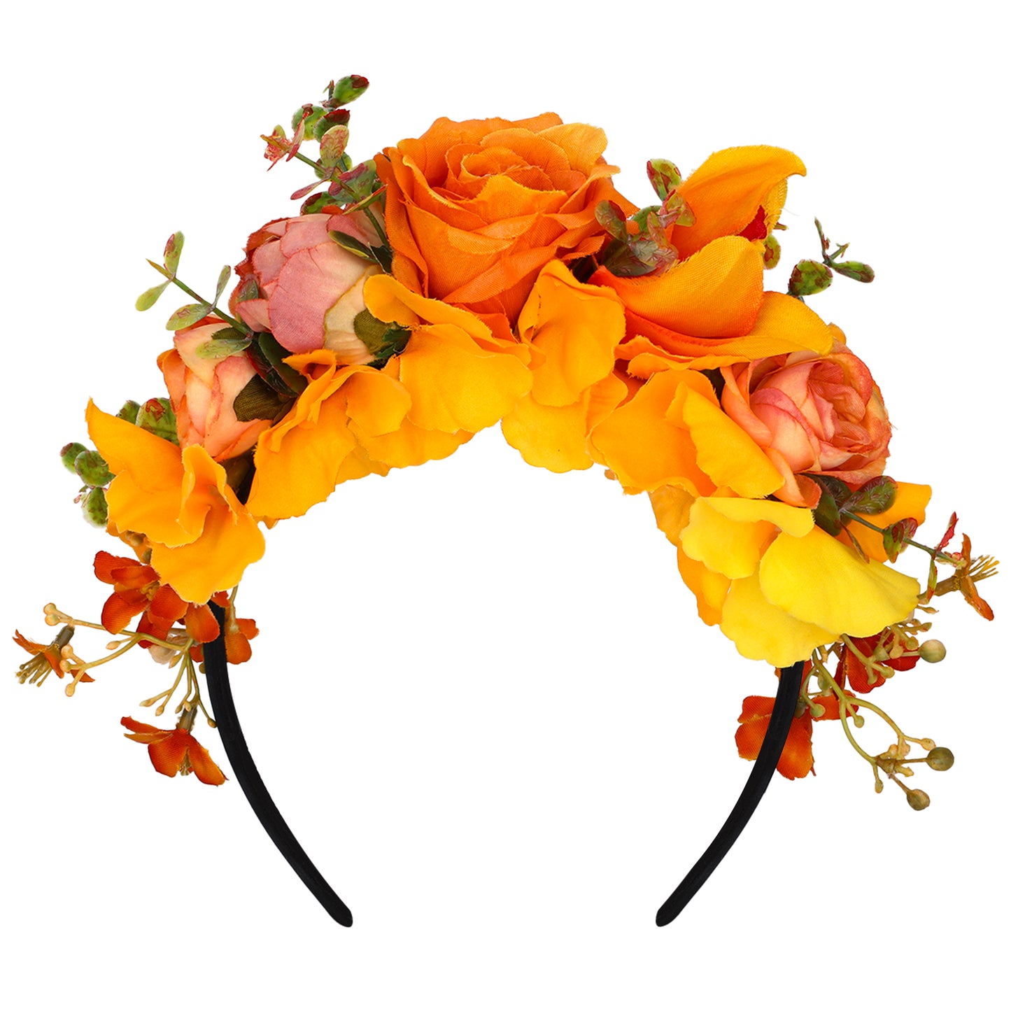 Handmade Mexican Flower Headband Orange - Floral Crwon Bohemia Headpiece