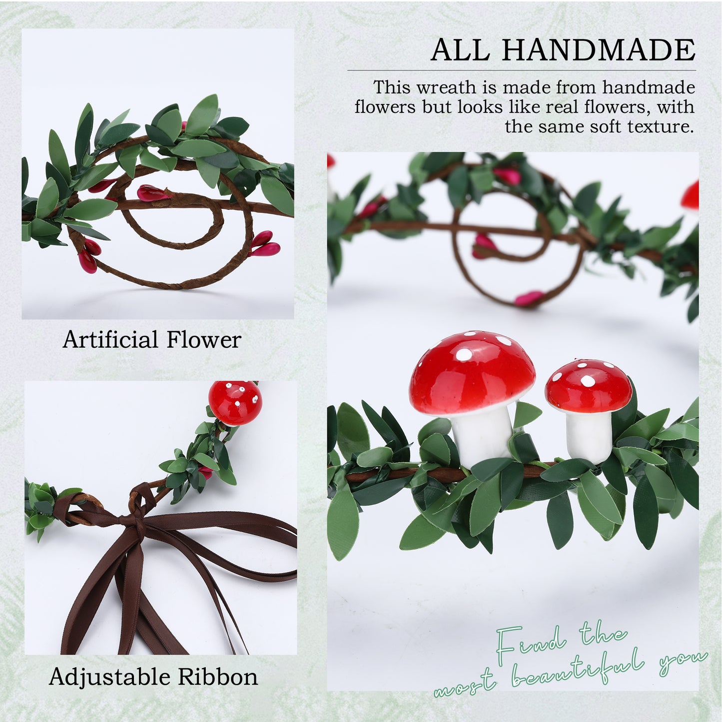 Mushroom Flower Headpiece: Woodland Elf Headband