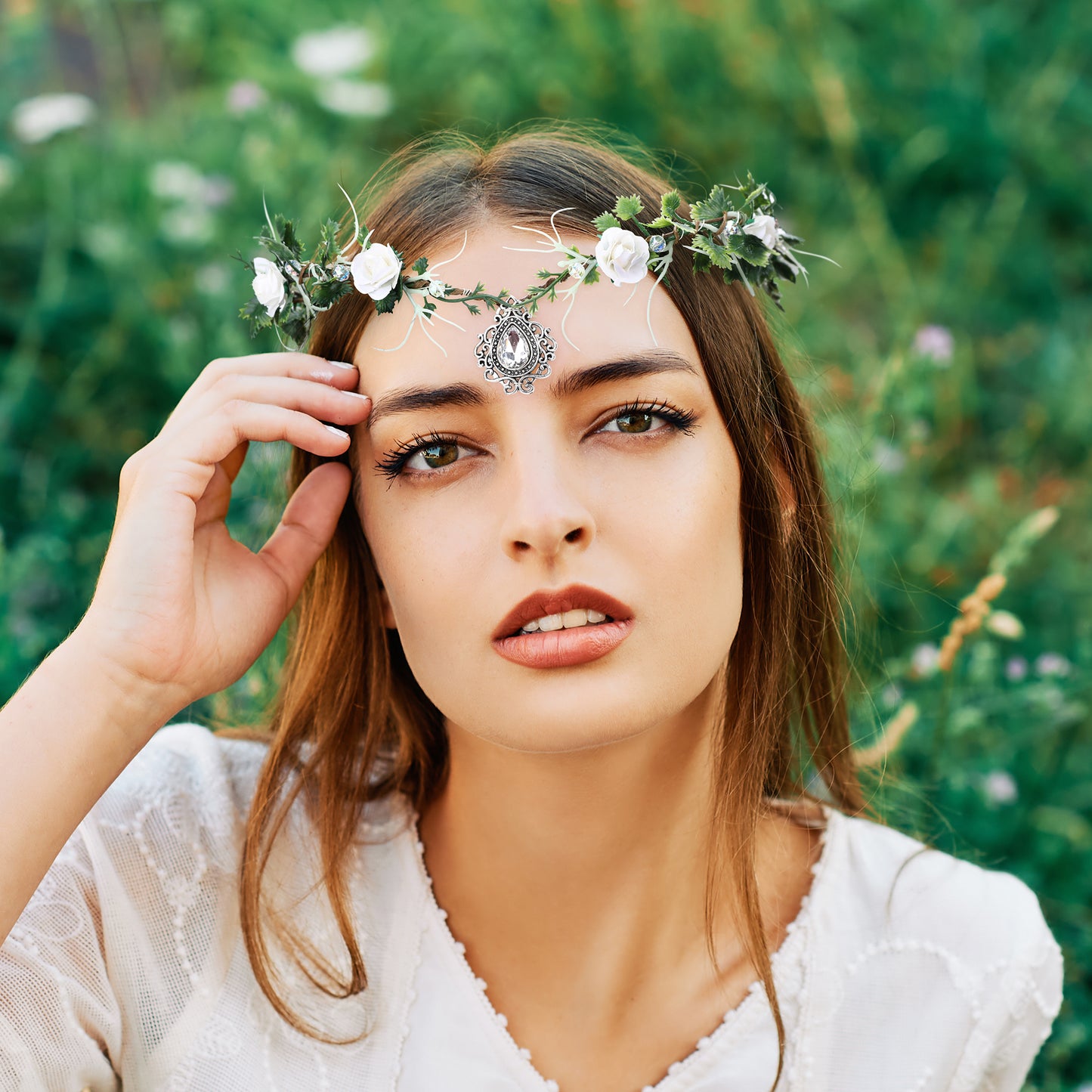 Elf Woodland Crown Headband Green Leaf Headpiece